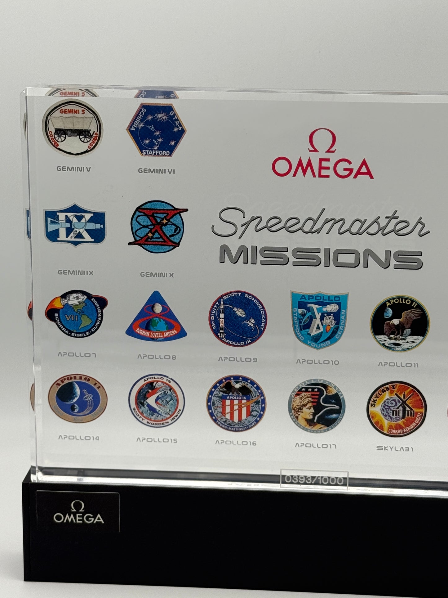 omega speedmaster missions display plate illuminated limited edition 393/1000