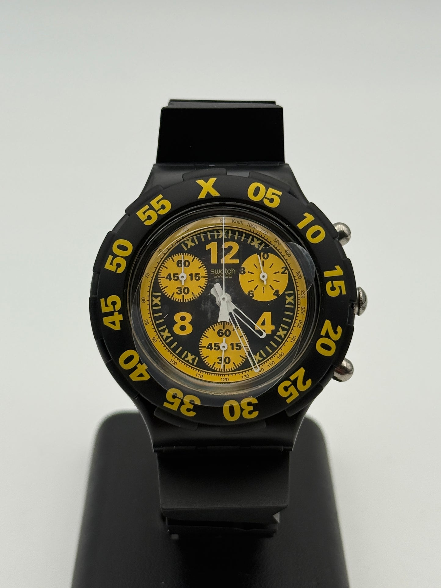 swatch aquachrono vintage nos black swiss made