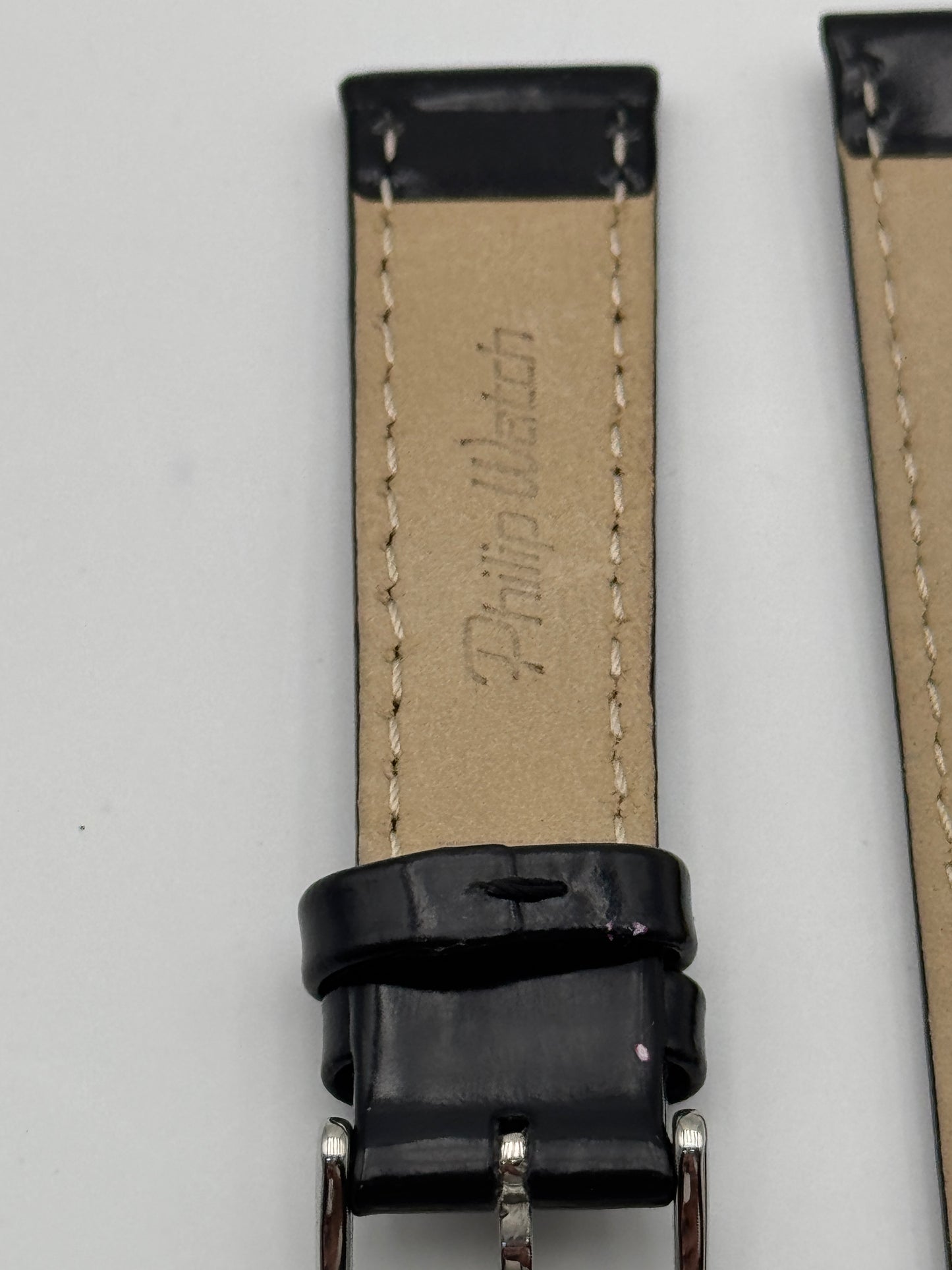 Philip Watch cinturino strap pelle leather black 18mm