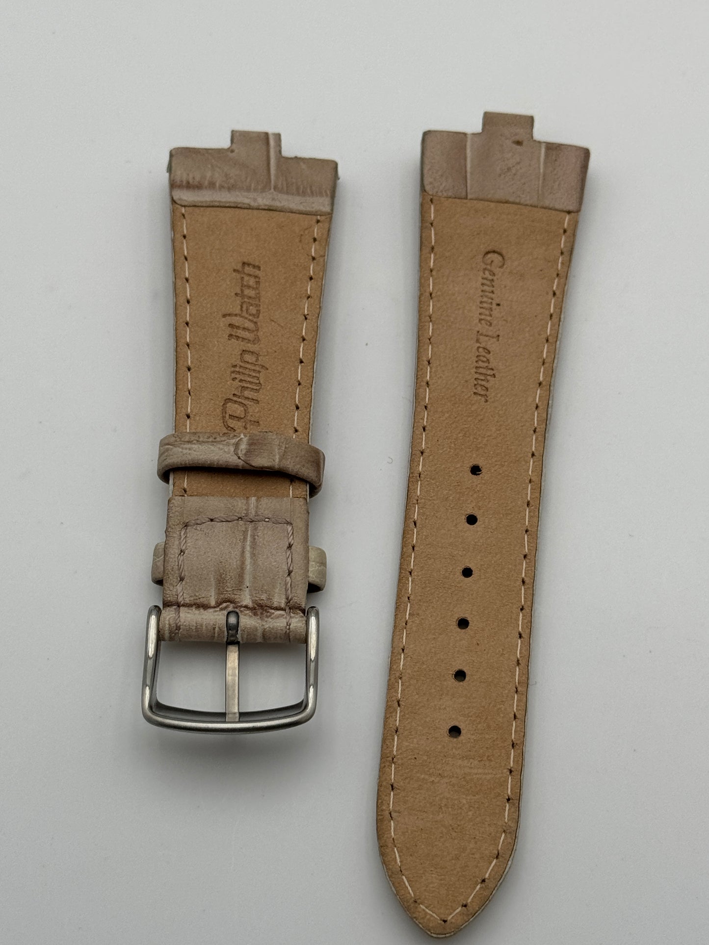 Philip Watch cinturino strap coccodrillo pelle leather beige 23mm