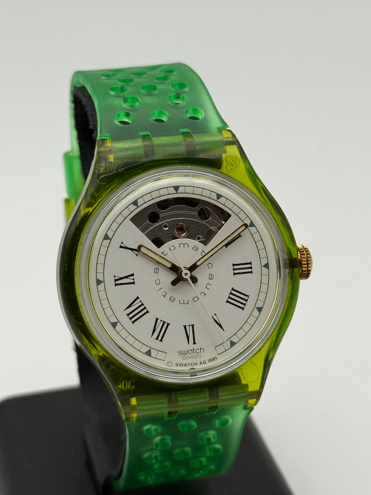 swatch automatic 306 eta 2840 green 37mm vintage