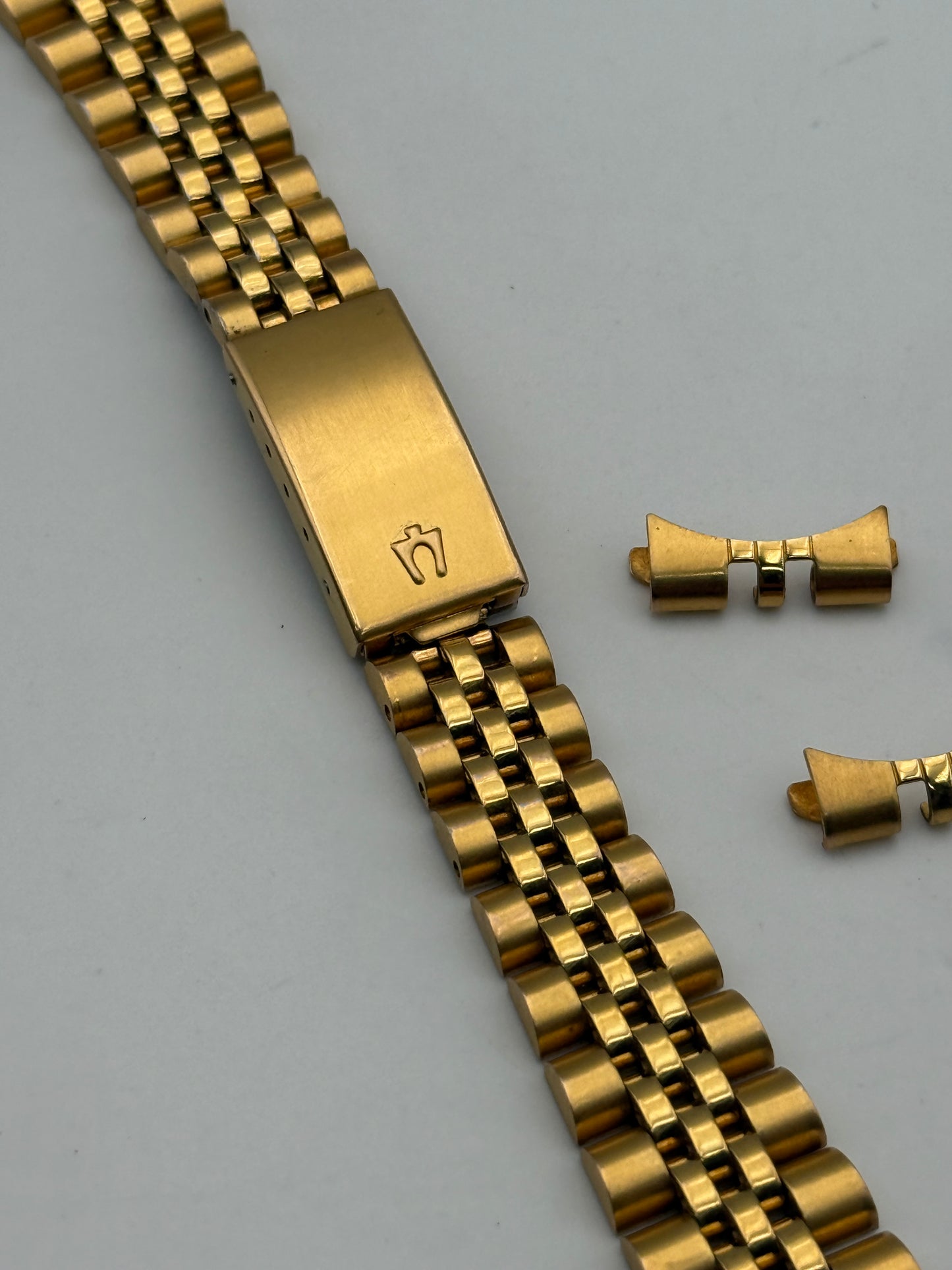 bulova calendar dorato 17mm gold palated bracciale bracelet cinturino strap