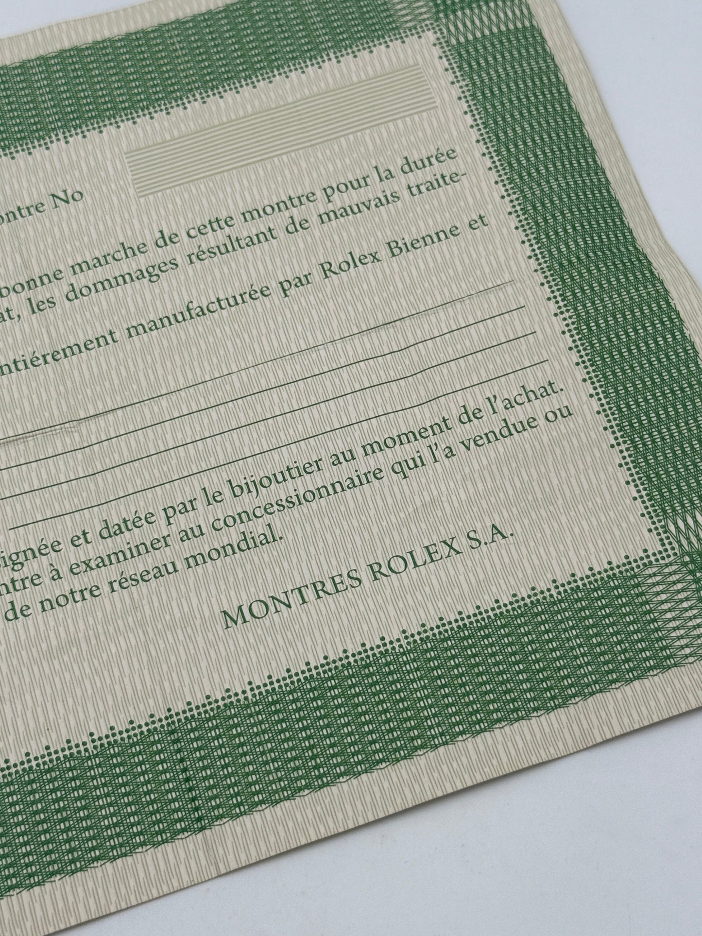 rolex warranty guarantee 572-01-300