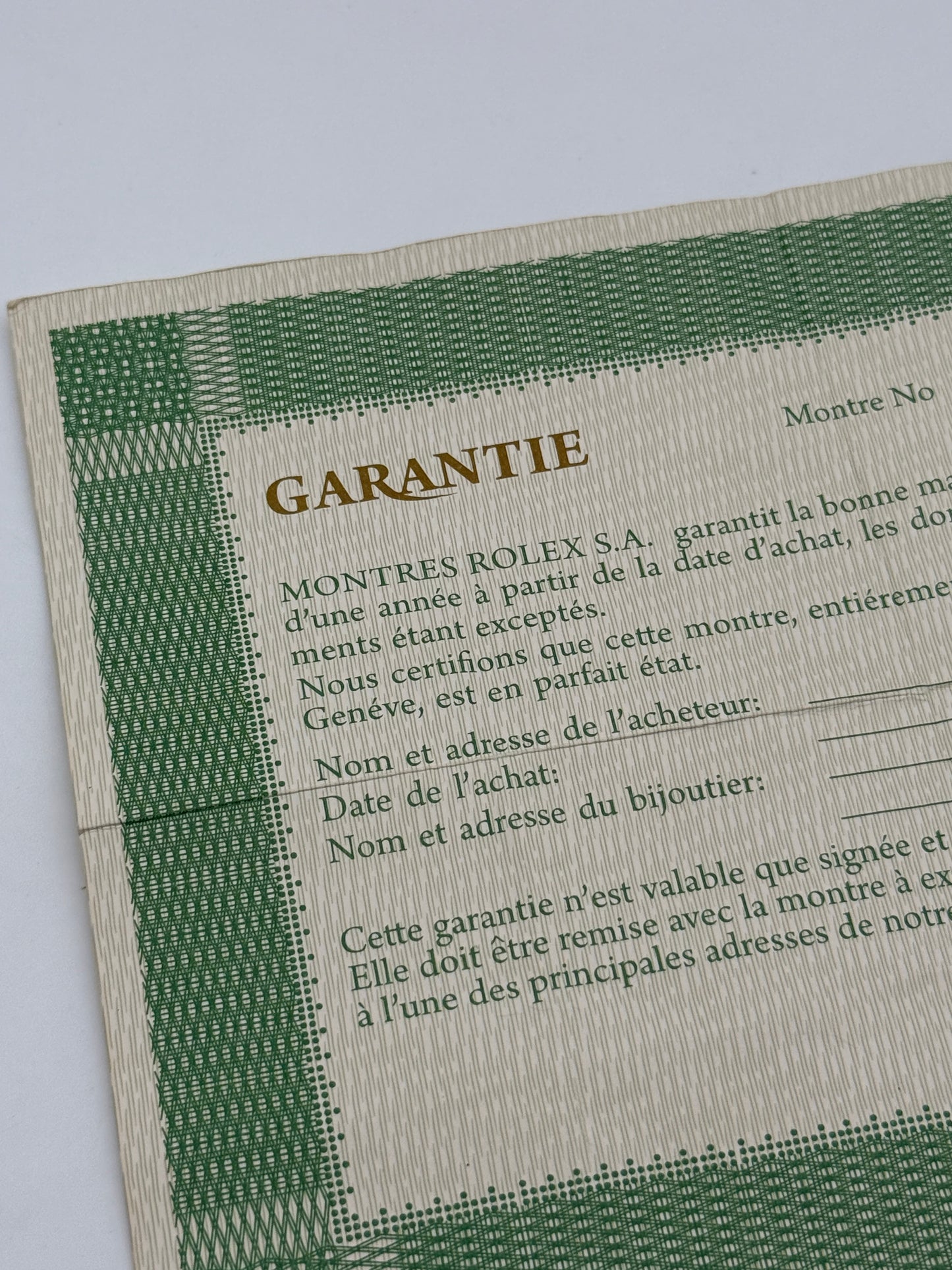 rolex warranty guarantee 572-01-300