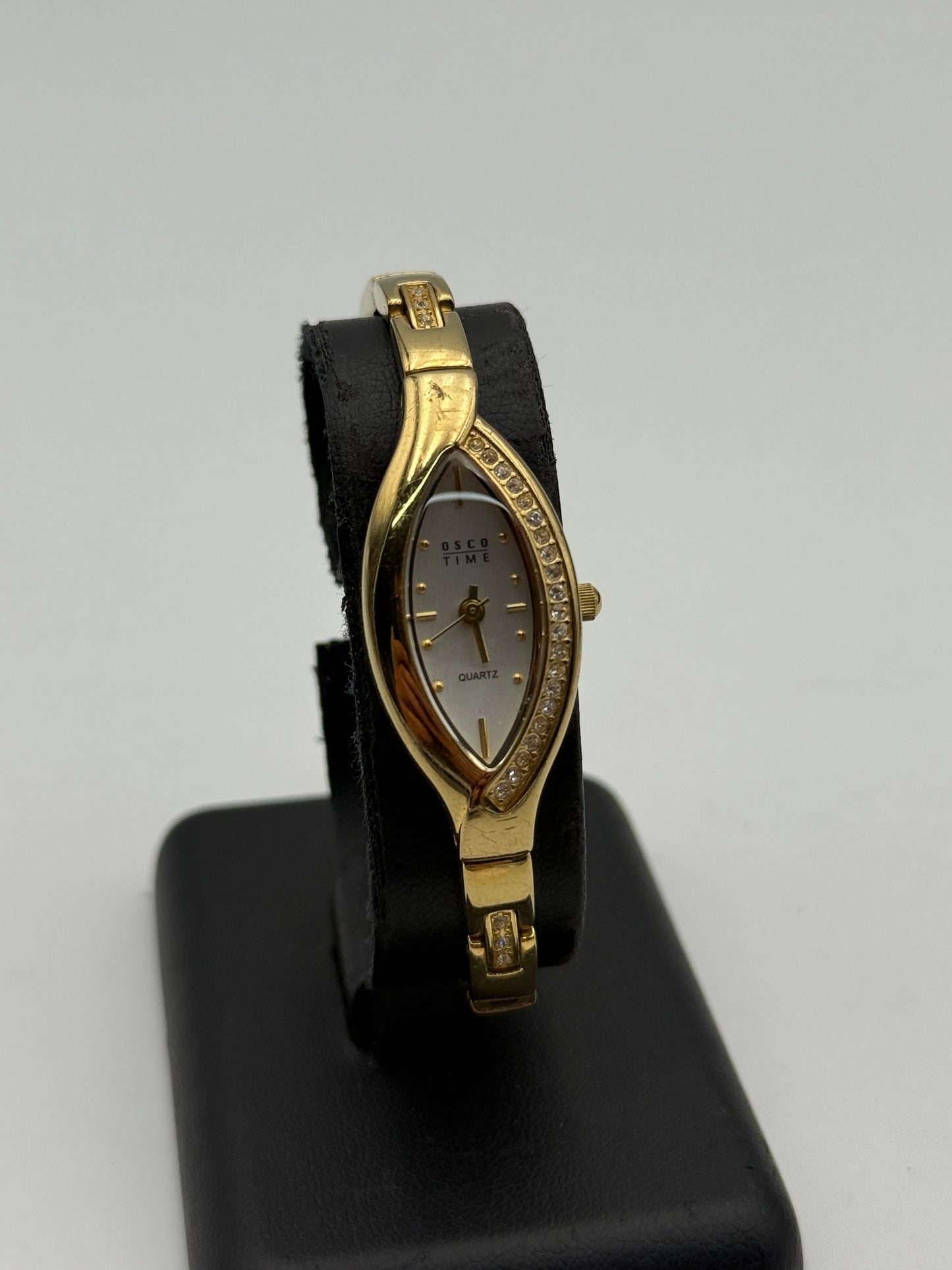 osco time quartz watch bracelet gold plated 4059-13 17mm