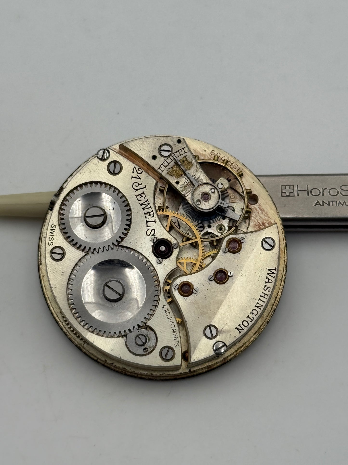 waltham pocket watch movement movimento 21 jewels 39mm porcelain rare