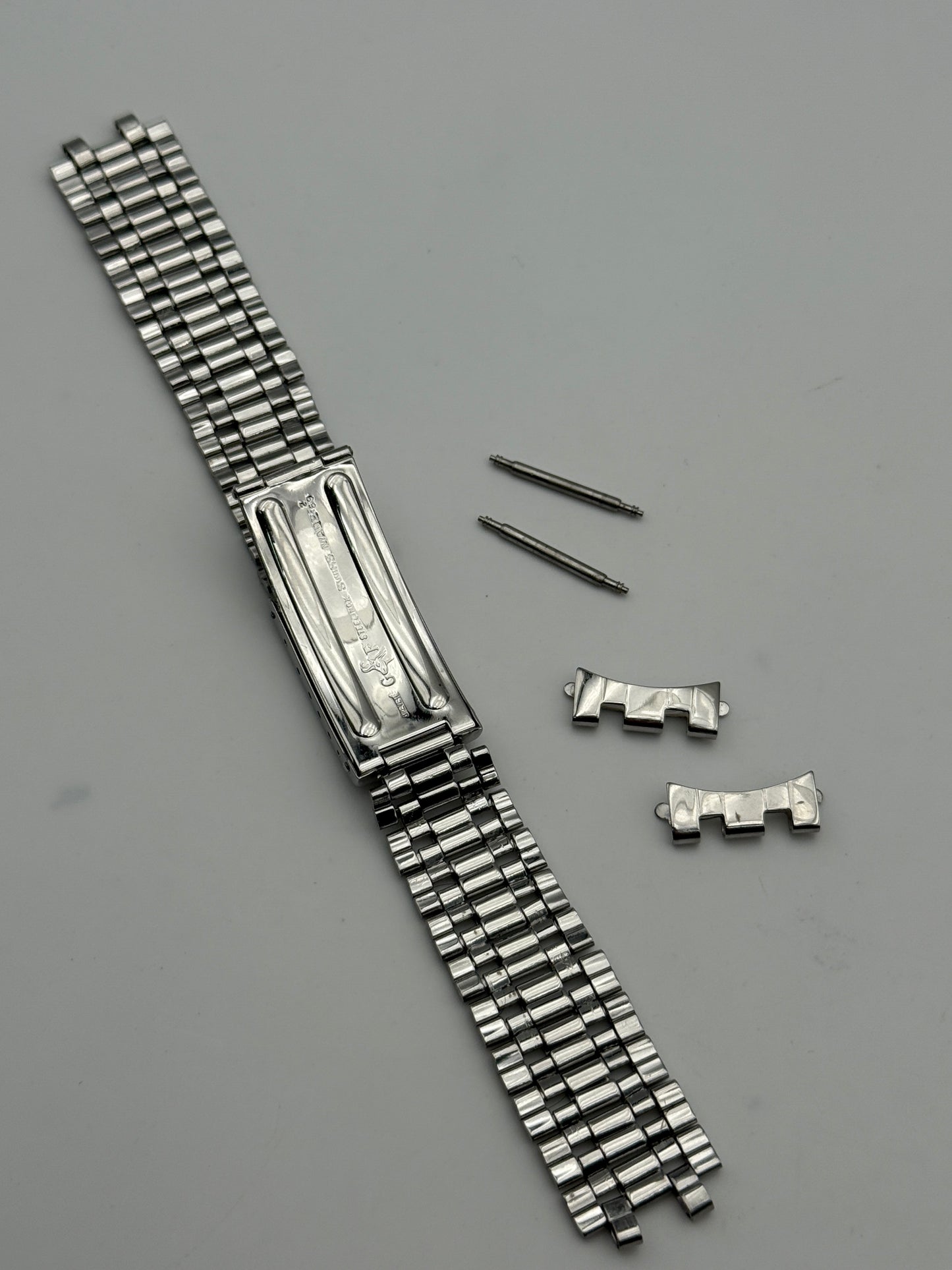 jaeger le coultre memovox gay freres brevetè 2-69 endlink jlm 18mm bracelet cinturino strap steel acciaio