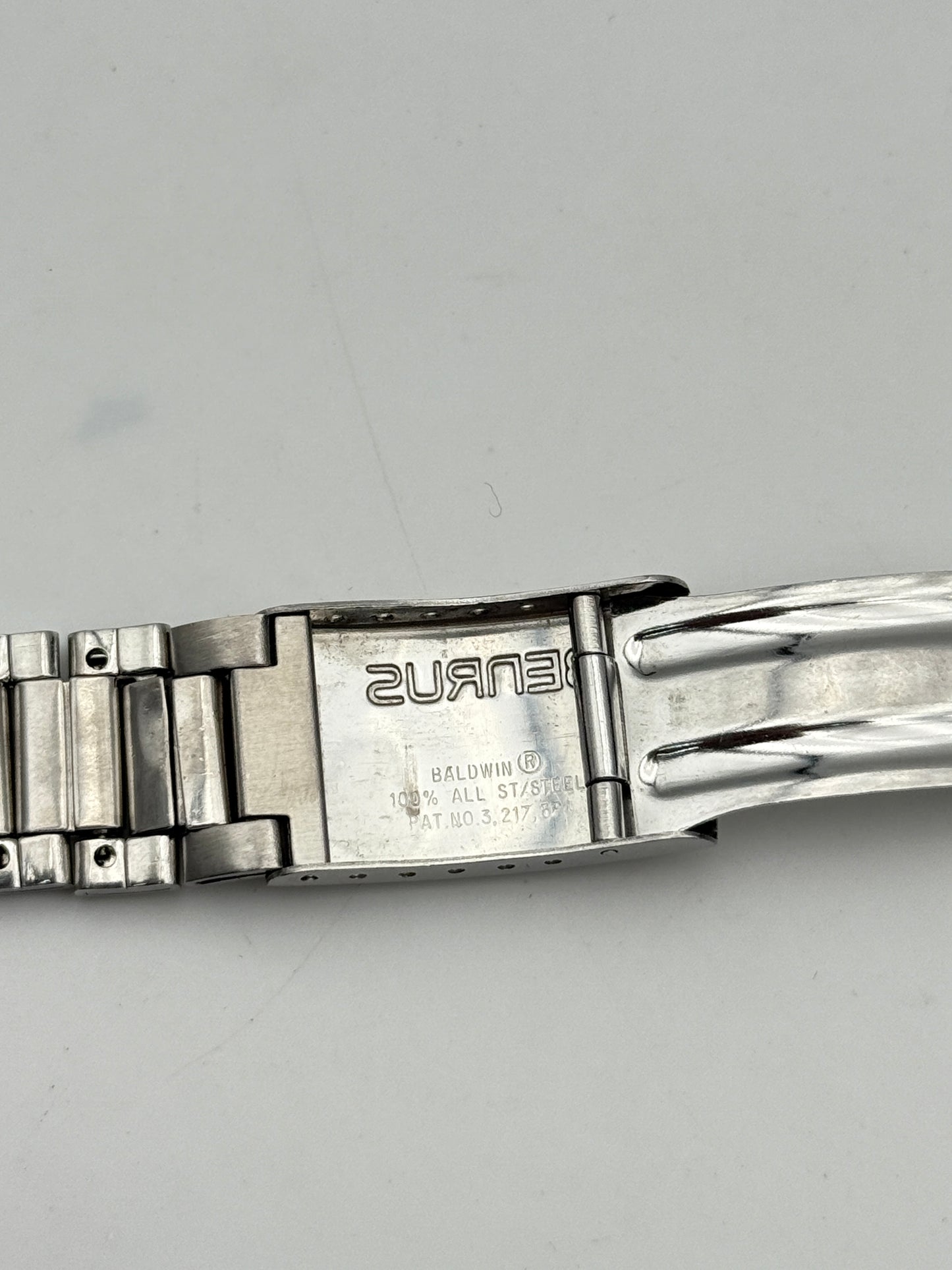 benrus 19mm baldwin pat.no.3.217.374 bracciale bracelet steel cinturino strap
