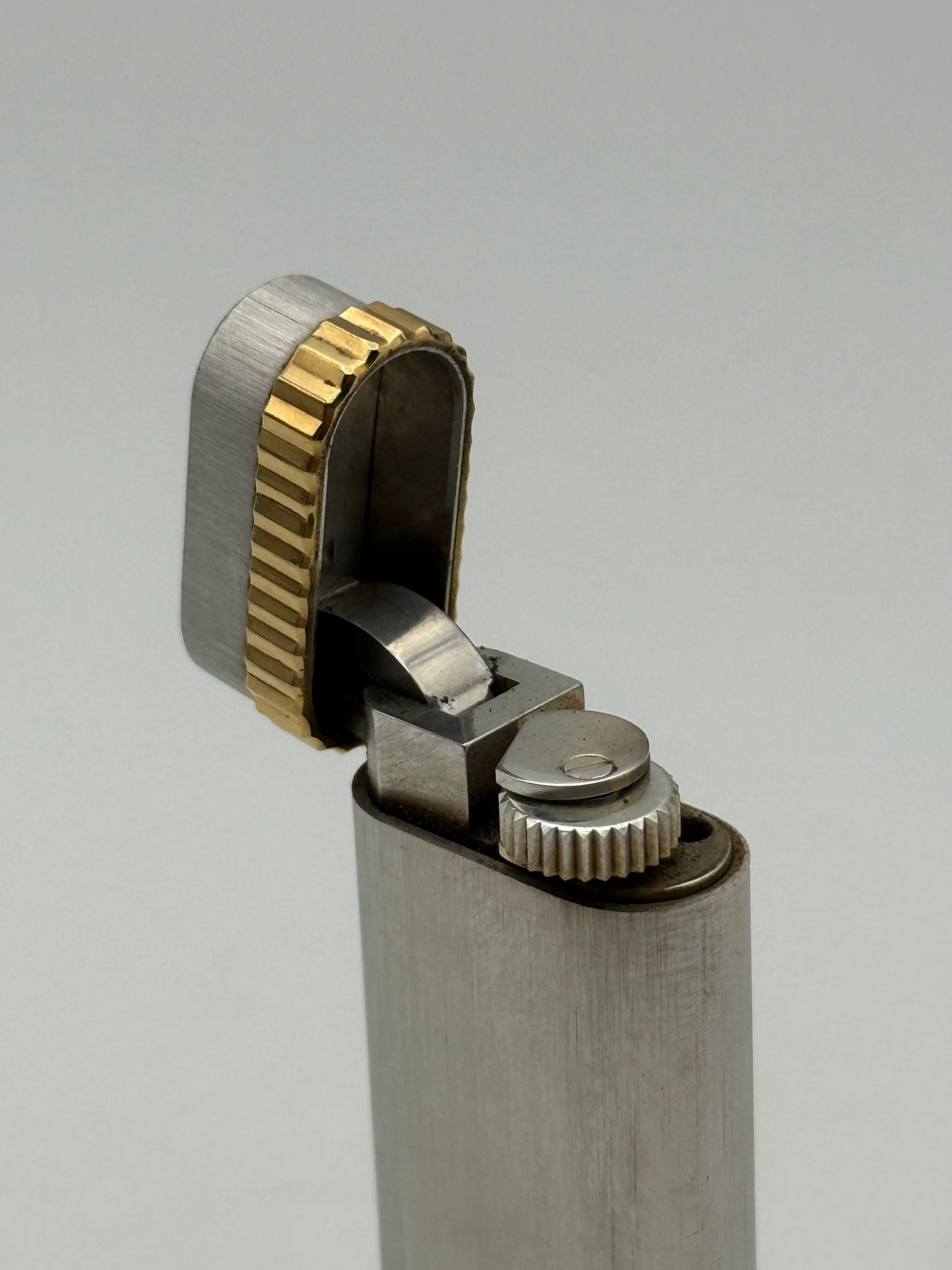 cartier lighter accendino steel-gold