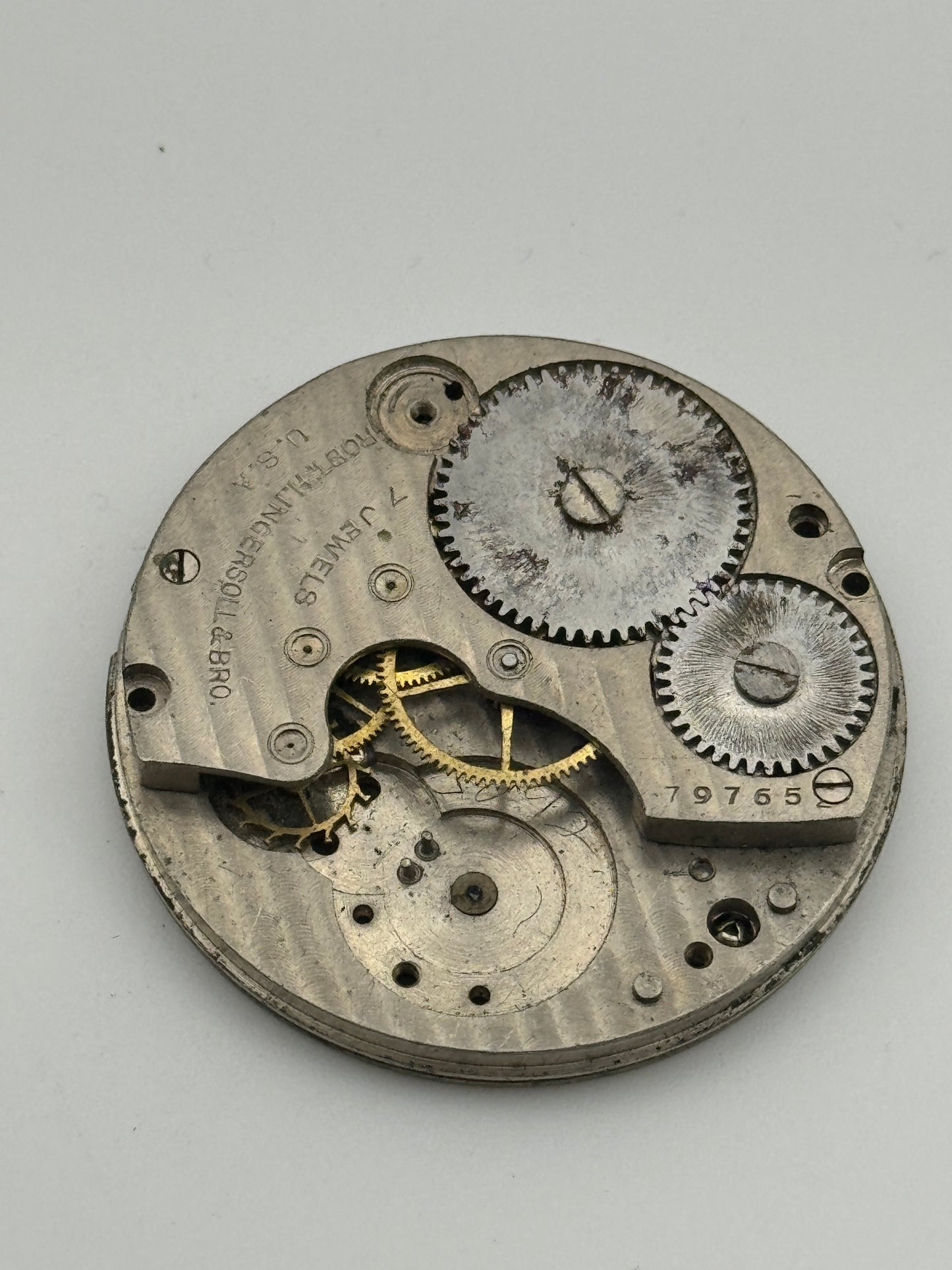Ingersoll robt.h. brc 7 jewels pocket watch movement movimento 42.7mm