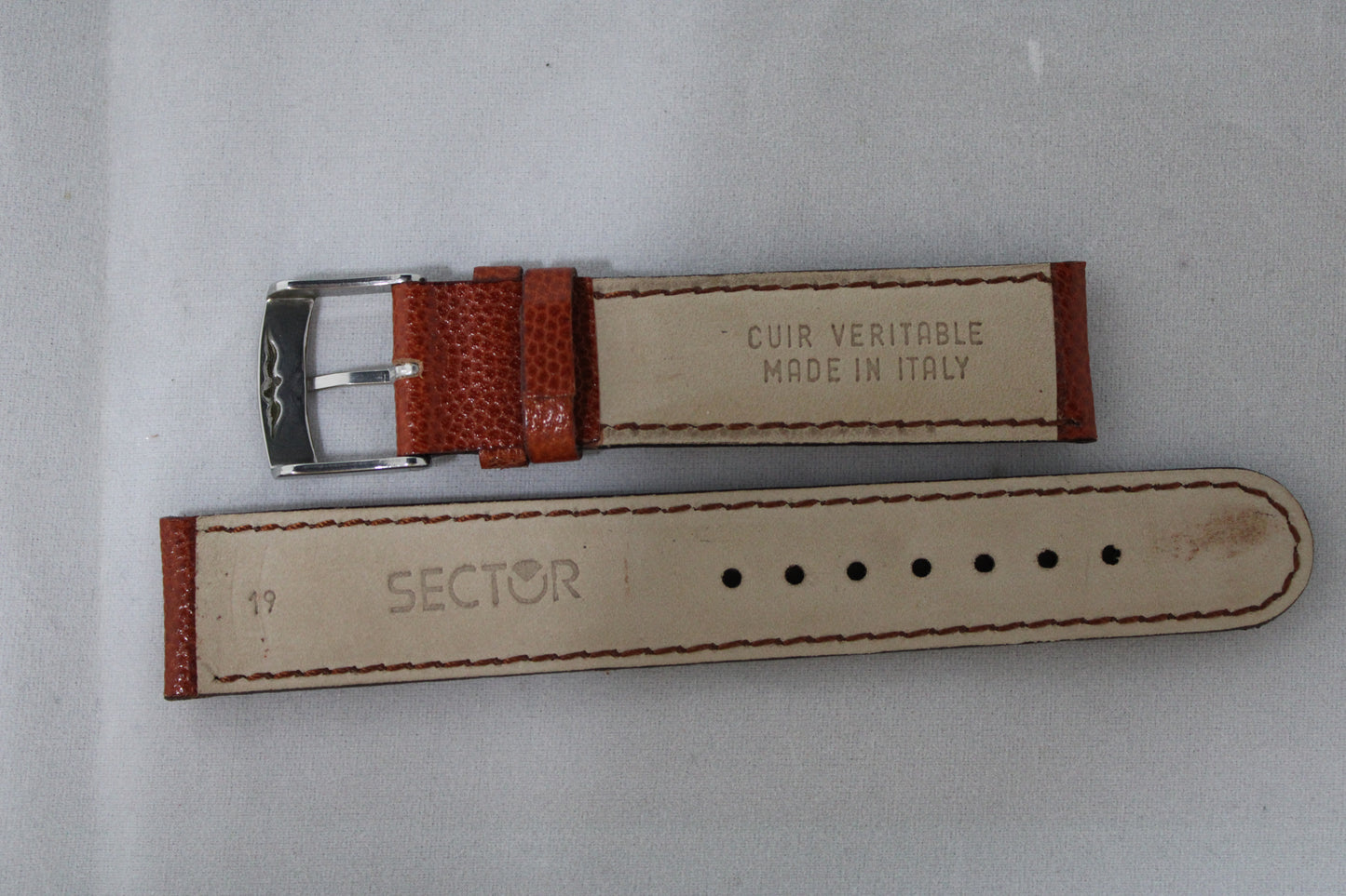 Sector cinturino strap leather pelle brown marrone 19mm original buckle original fibbia originale