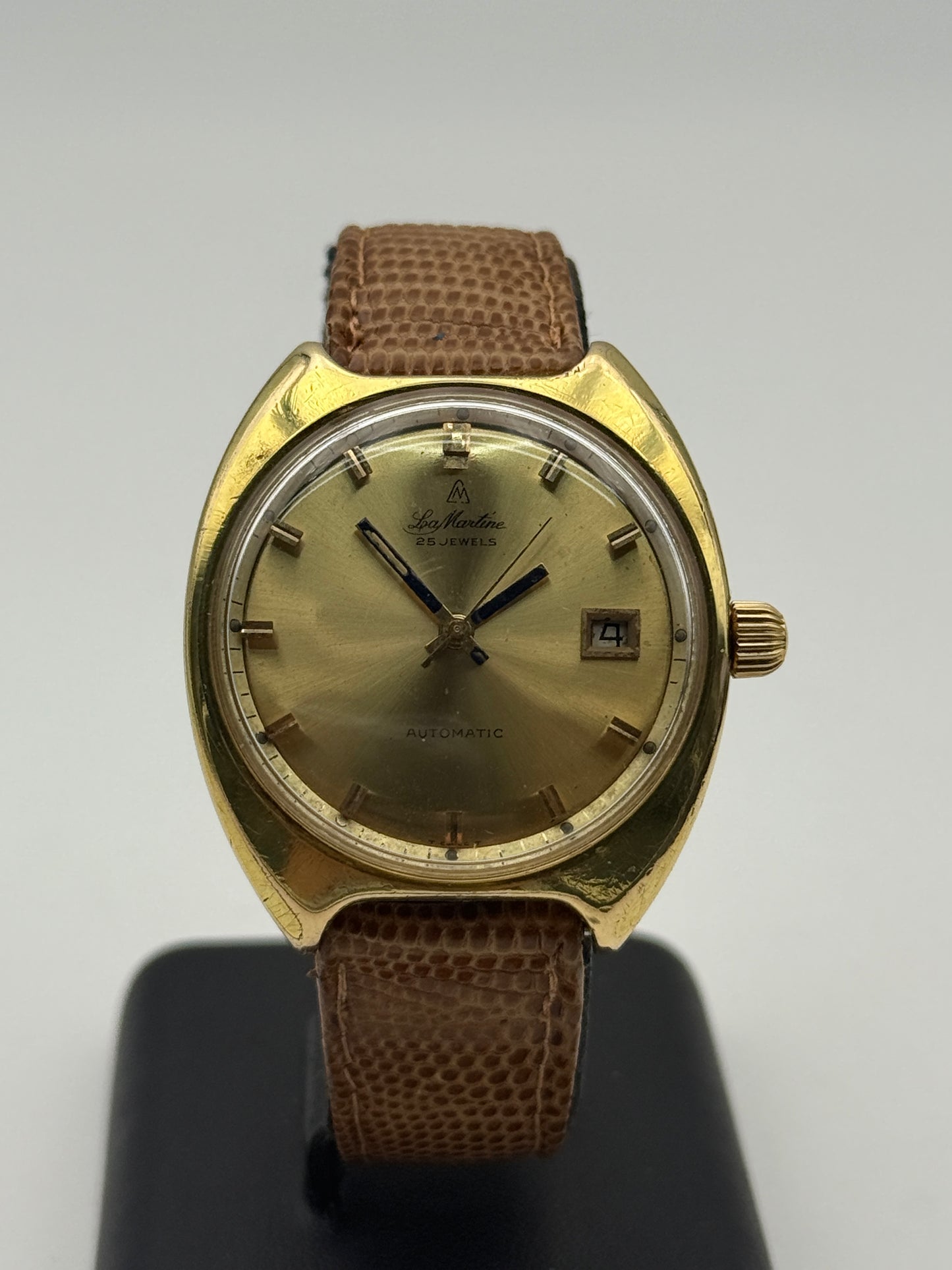 le martine diver automatic gold plated 11.272 brevet 36mm vintage