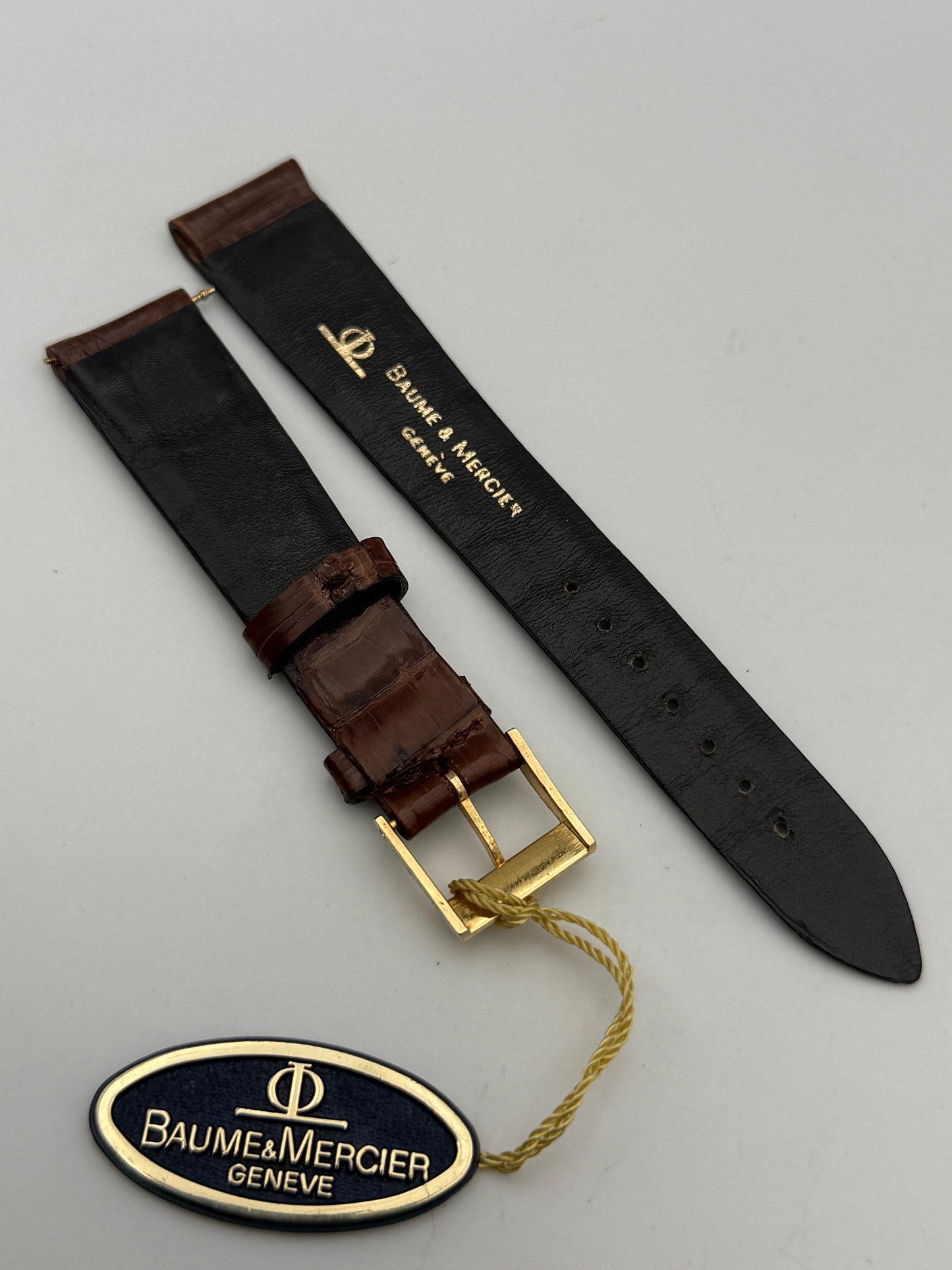 baume e mercier 17mm cinturino strap with buckle and tag