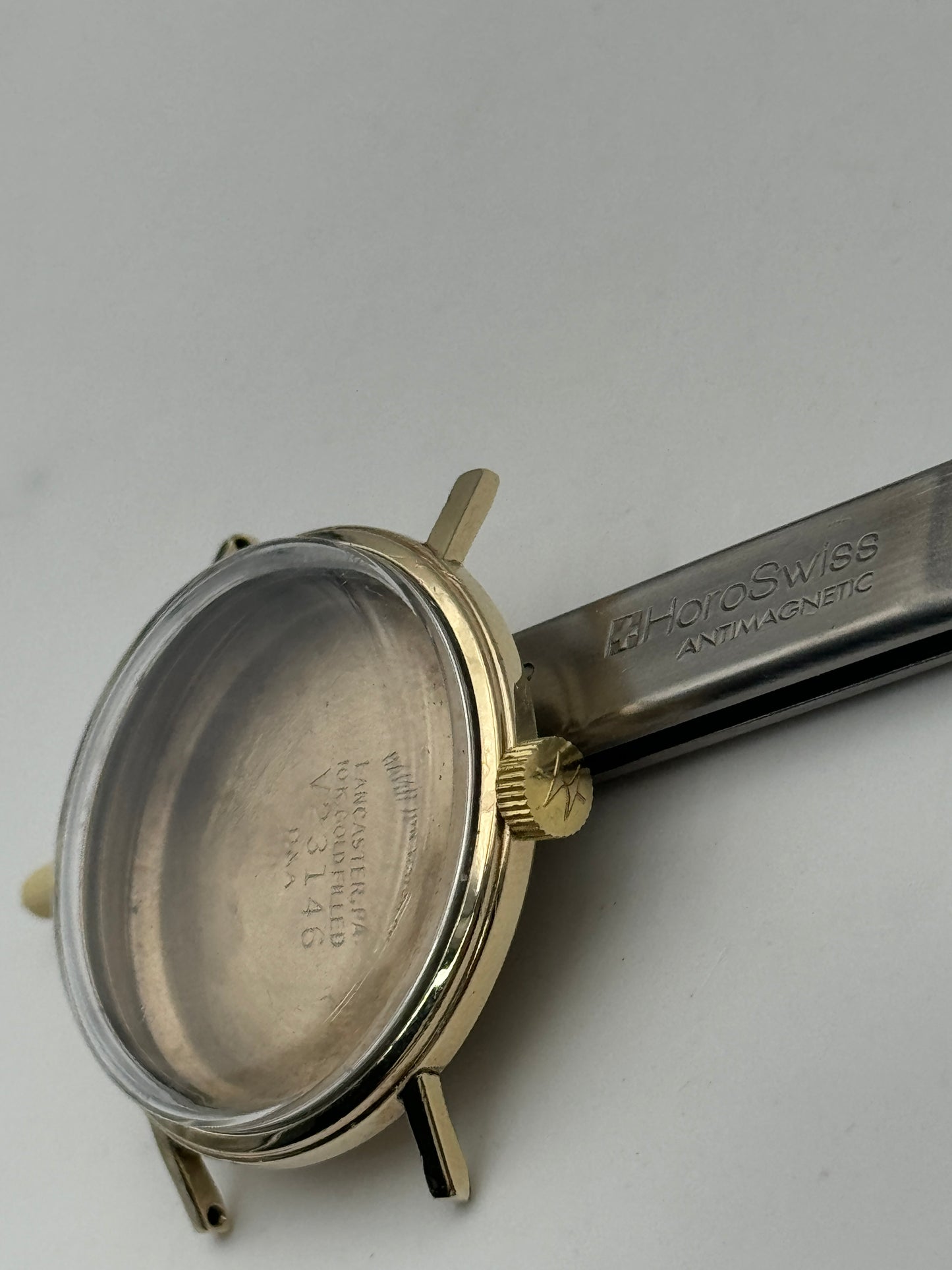 Hamilton 620 buren 1005 cassa case assigned pennsalt chemicals group 34mm microrotor lancaster v23146 lamined gold