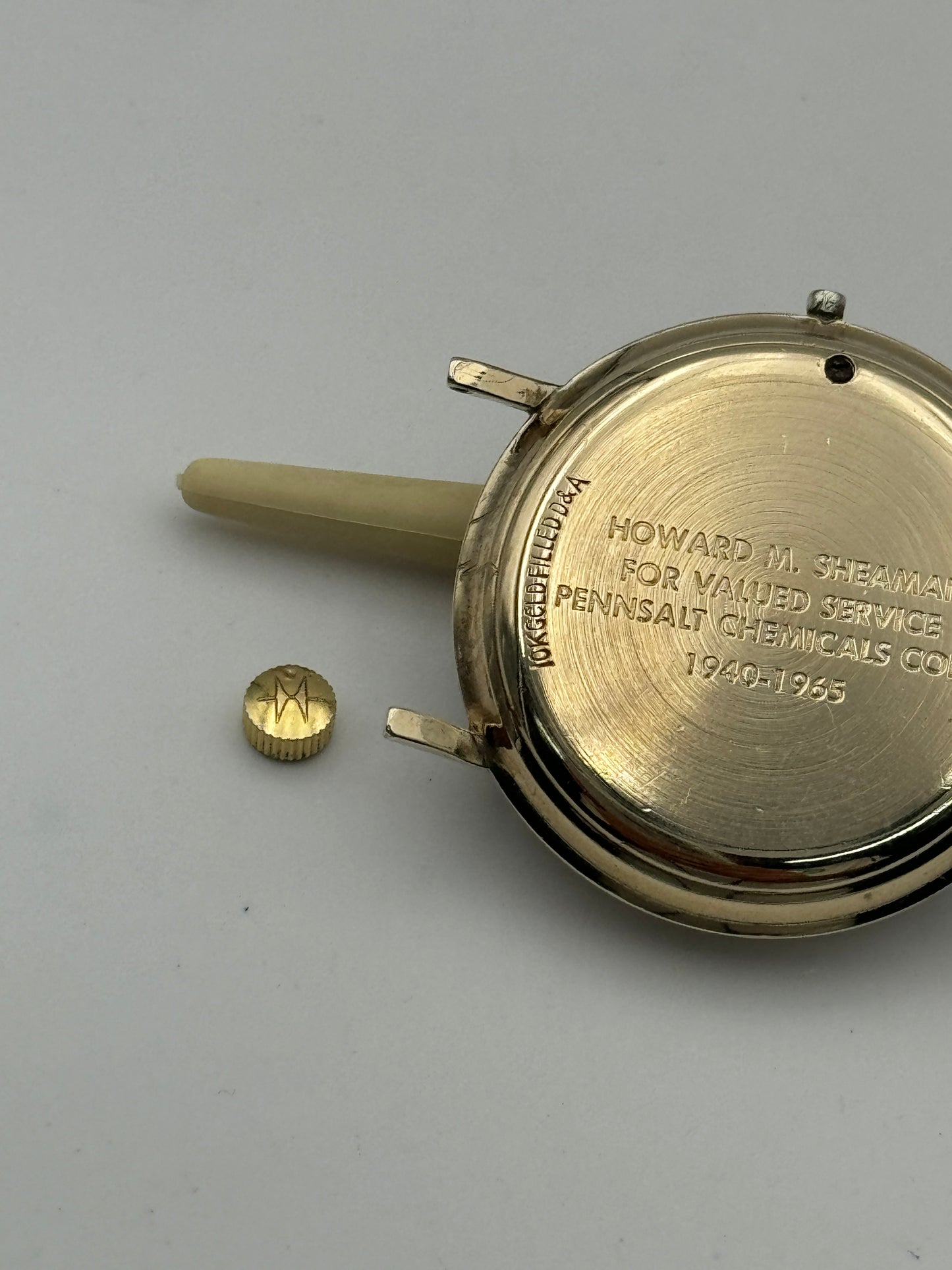 Hamilton 620 buren 1005 cassa case assigned pennsalt chemicals group 34mm microrotor lancaster v23146 lamined gold