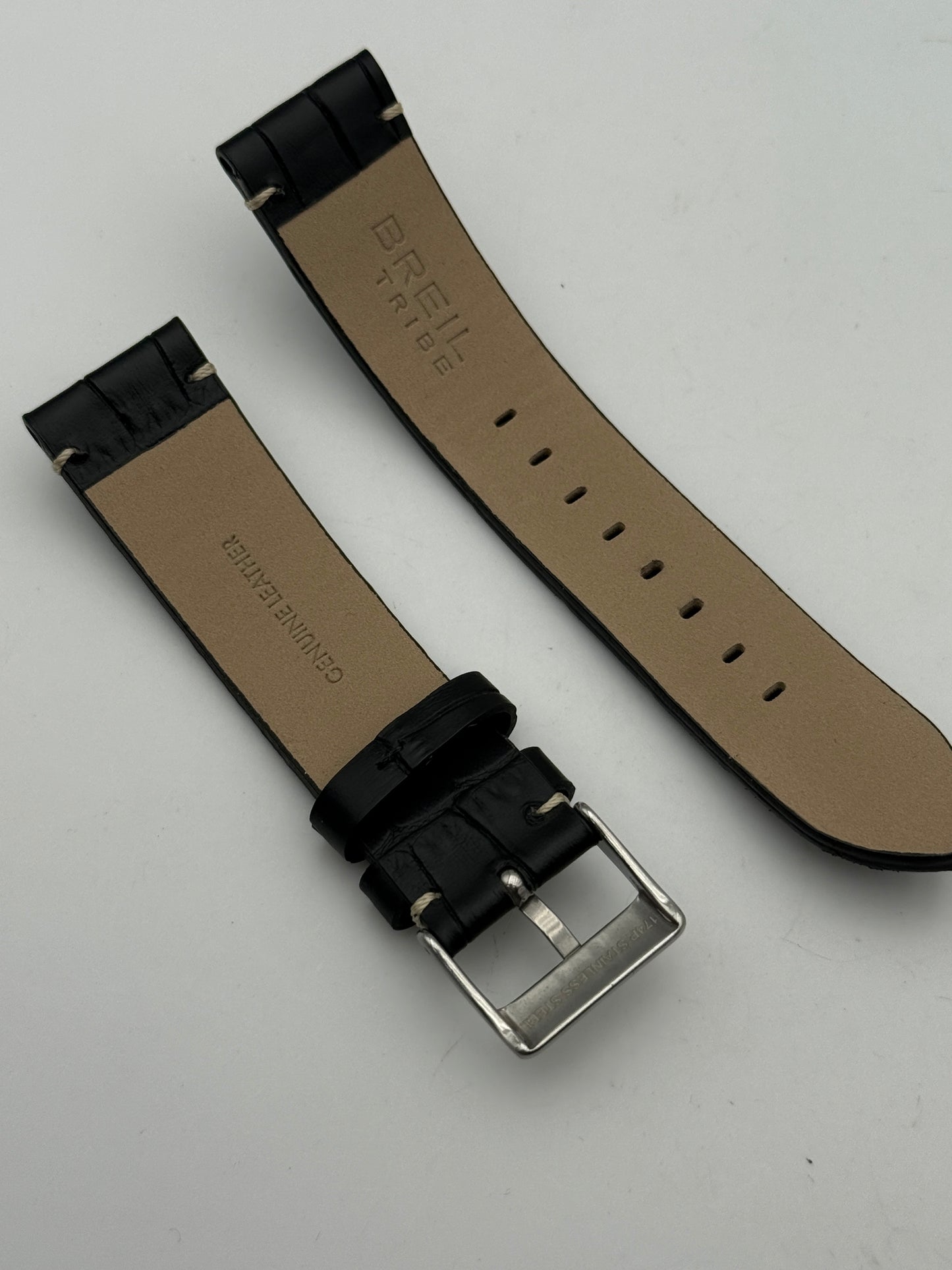 breil milano nero pelle 22mm cinturino strap leather