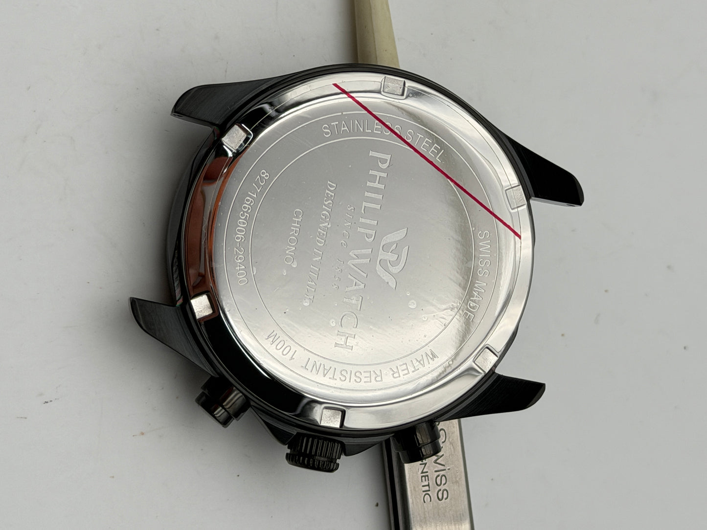 philip watch chrono 8271665006-29400 nero pvd 42mm cassa case