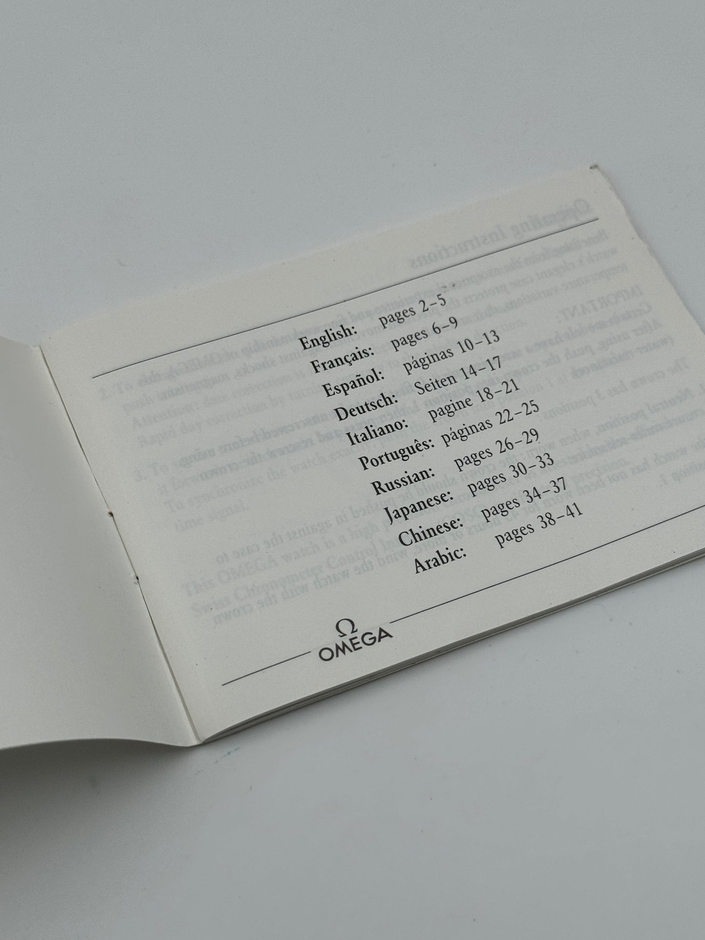 Omega libretto booklet 1109 1111 1120