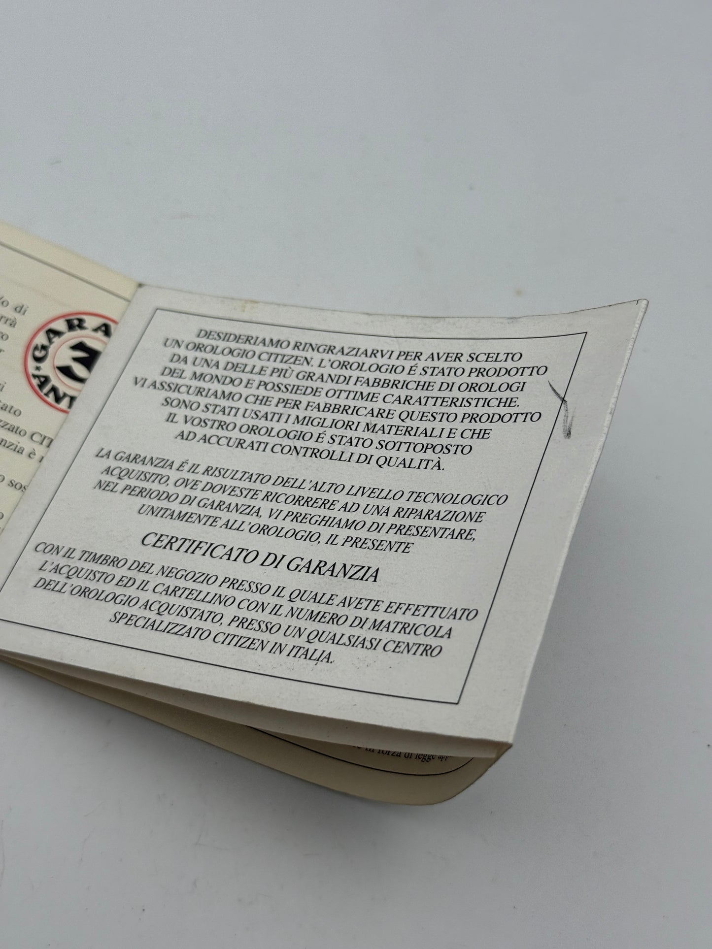citizen vintage warranty guarantee garanzia nos new old stock