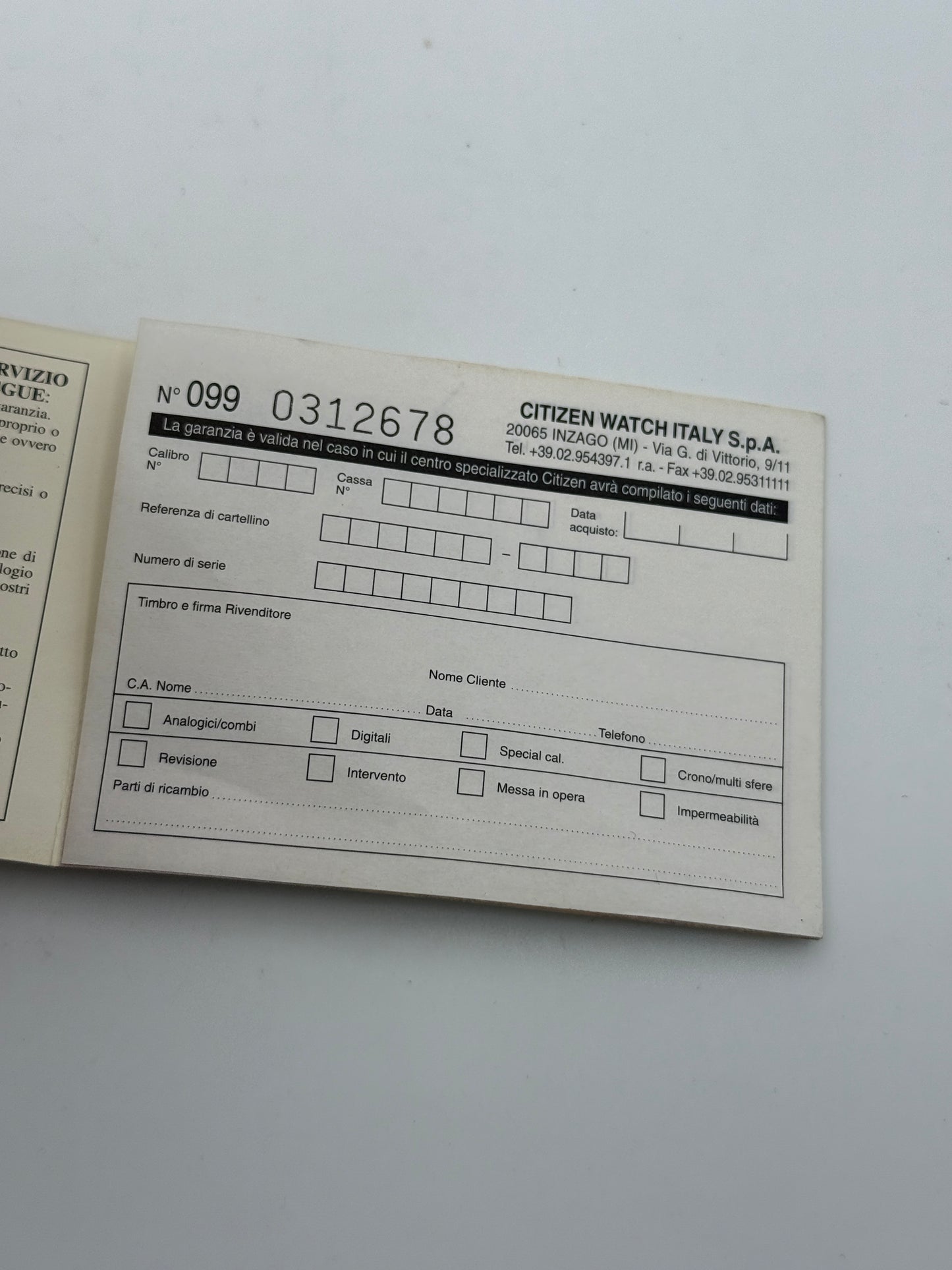 citizen vintage warranty guarantee garanzia nos new old stock