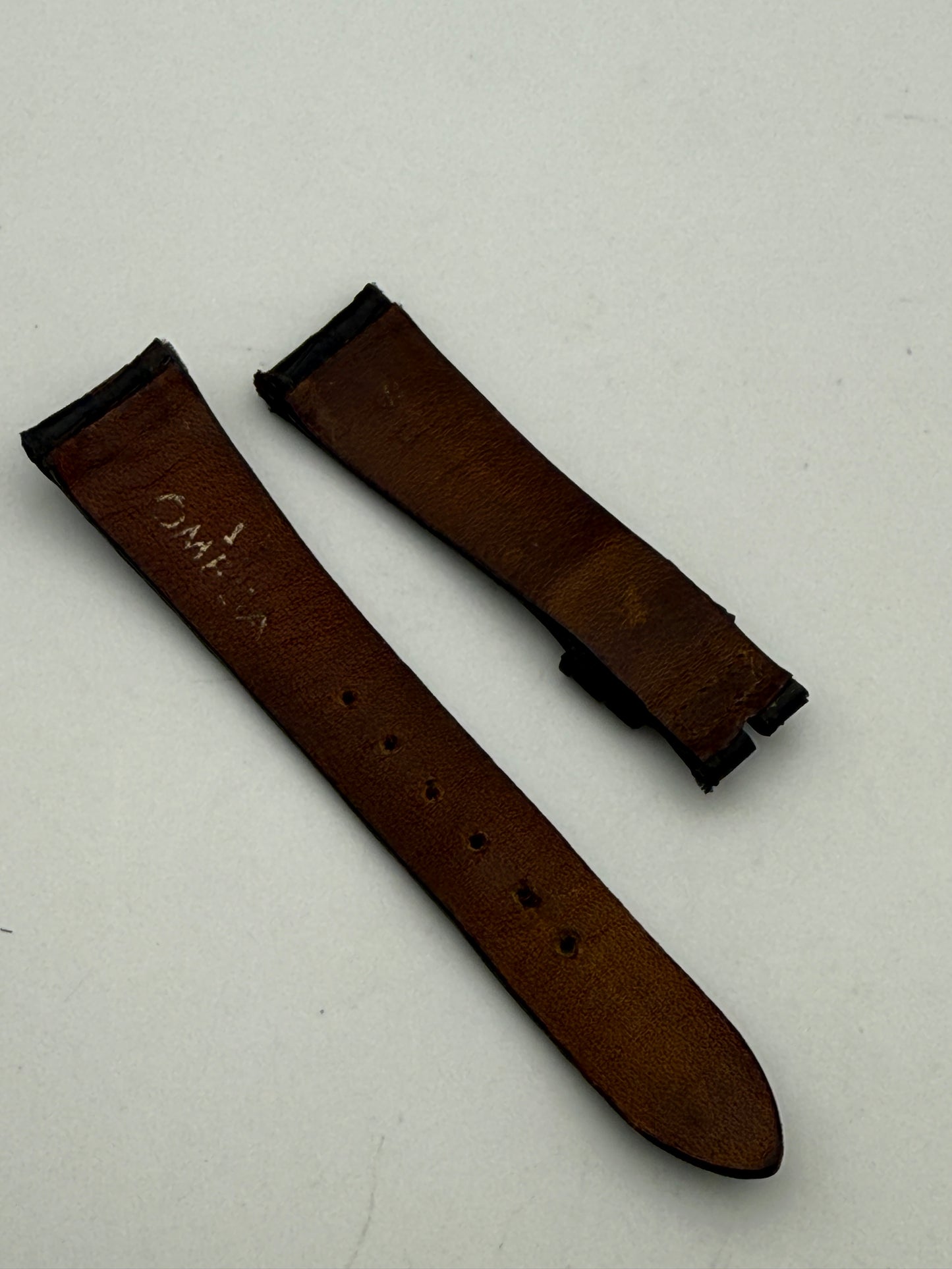 omega 17mm cinturino strap leather vintage