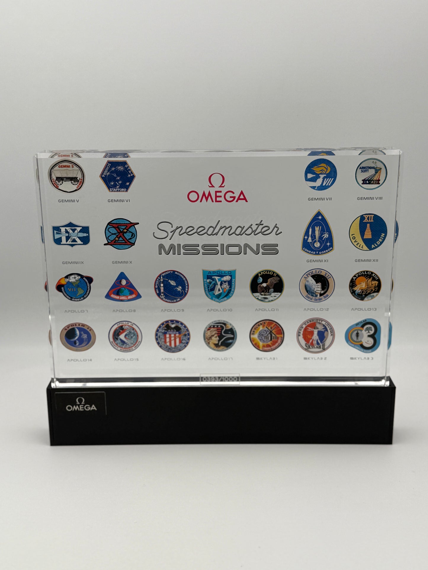 omega speedmaster missions display plate illuminated limited edition 393/1000