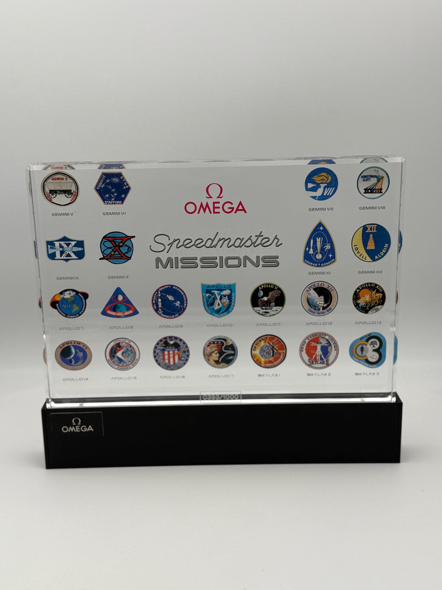 omega speedmaster missions display plate illuminated limited edition 393/1000