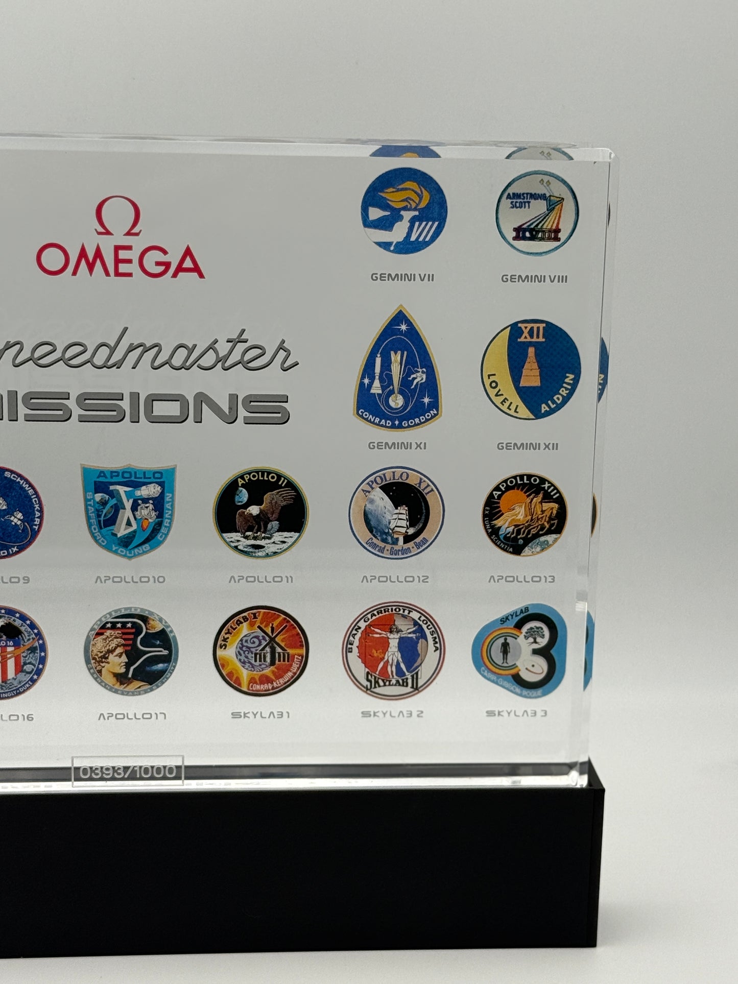 omega speedmaster missions display plate illuminated limited edition 393/1000