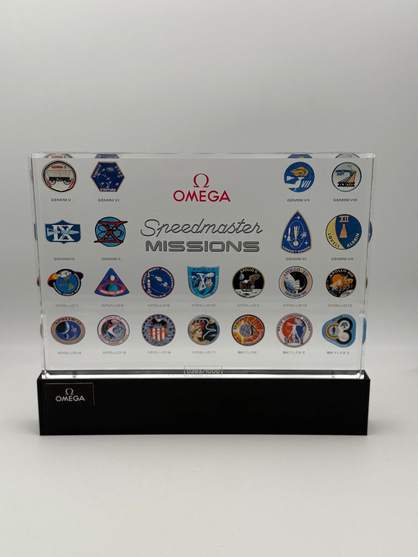 omega speedmaster missions display plate illuminated limited edition 393/1000