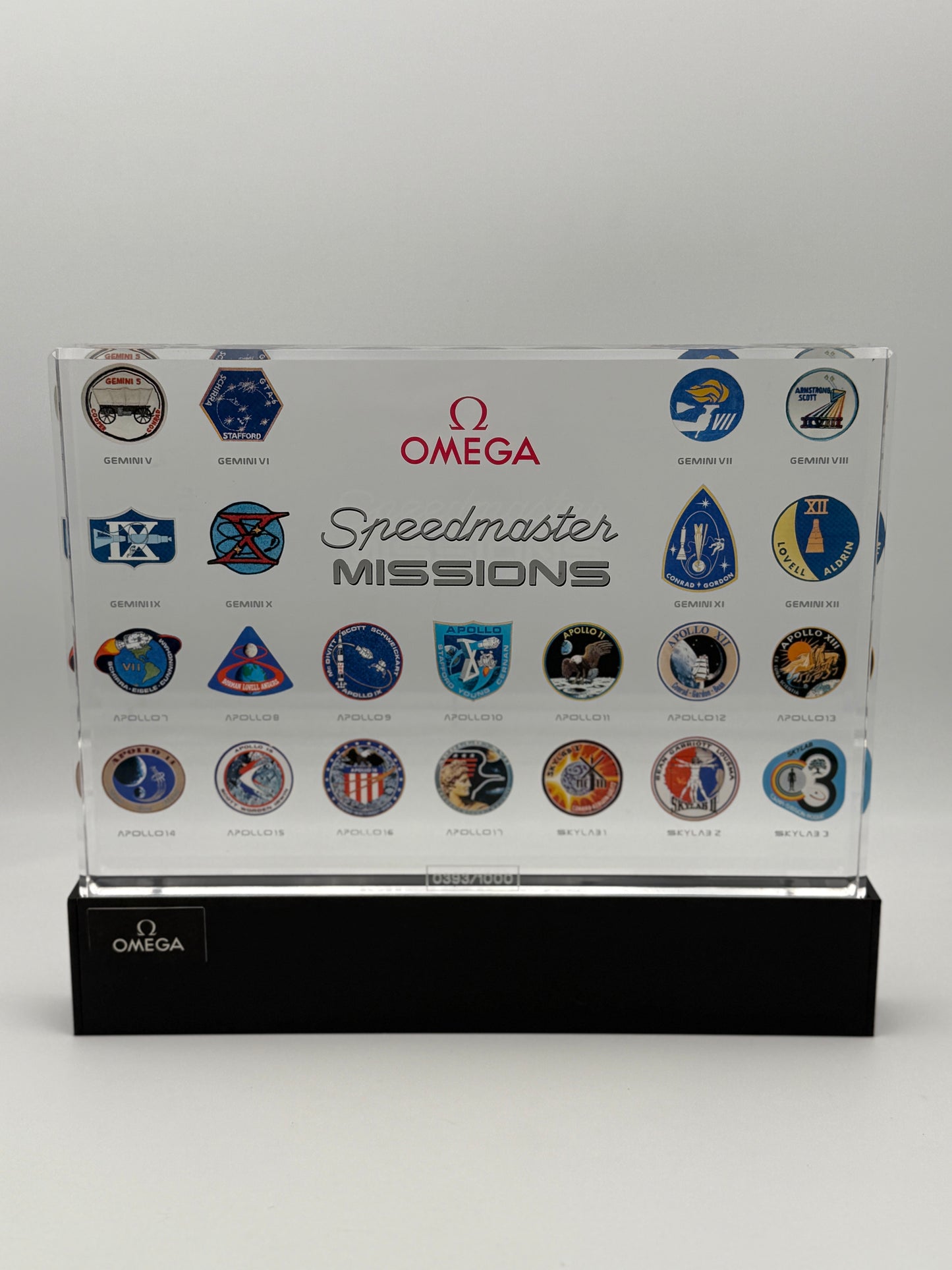 omega speedmaster missions display plate illuminated limited edition 393/1000