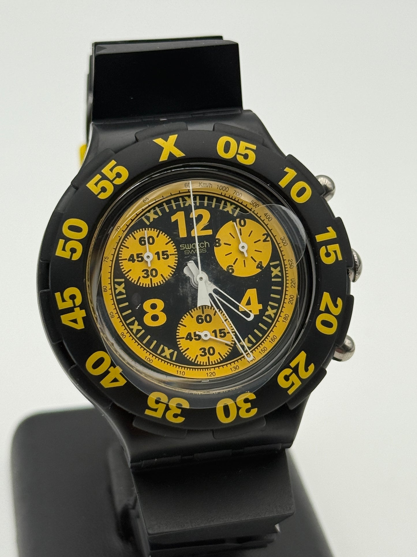 swatch aquachrono vintage nos black swiss made