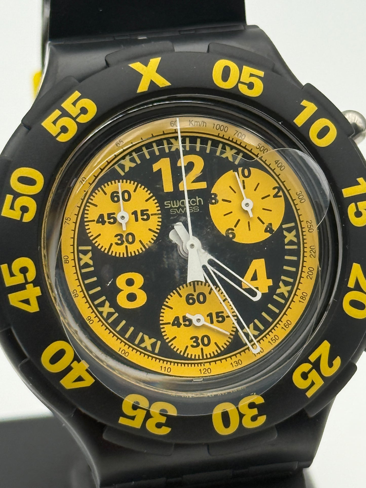 swatch aquachrono vintage nos black swiss made