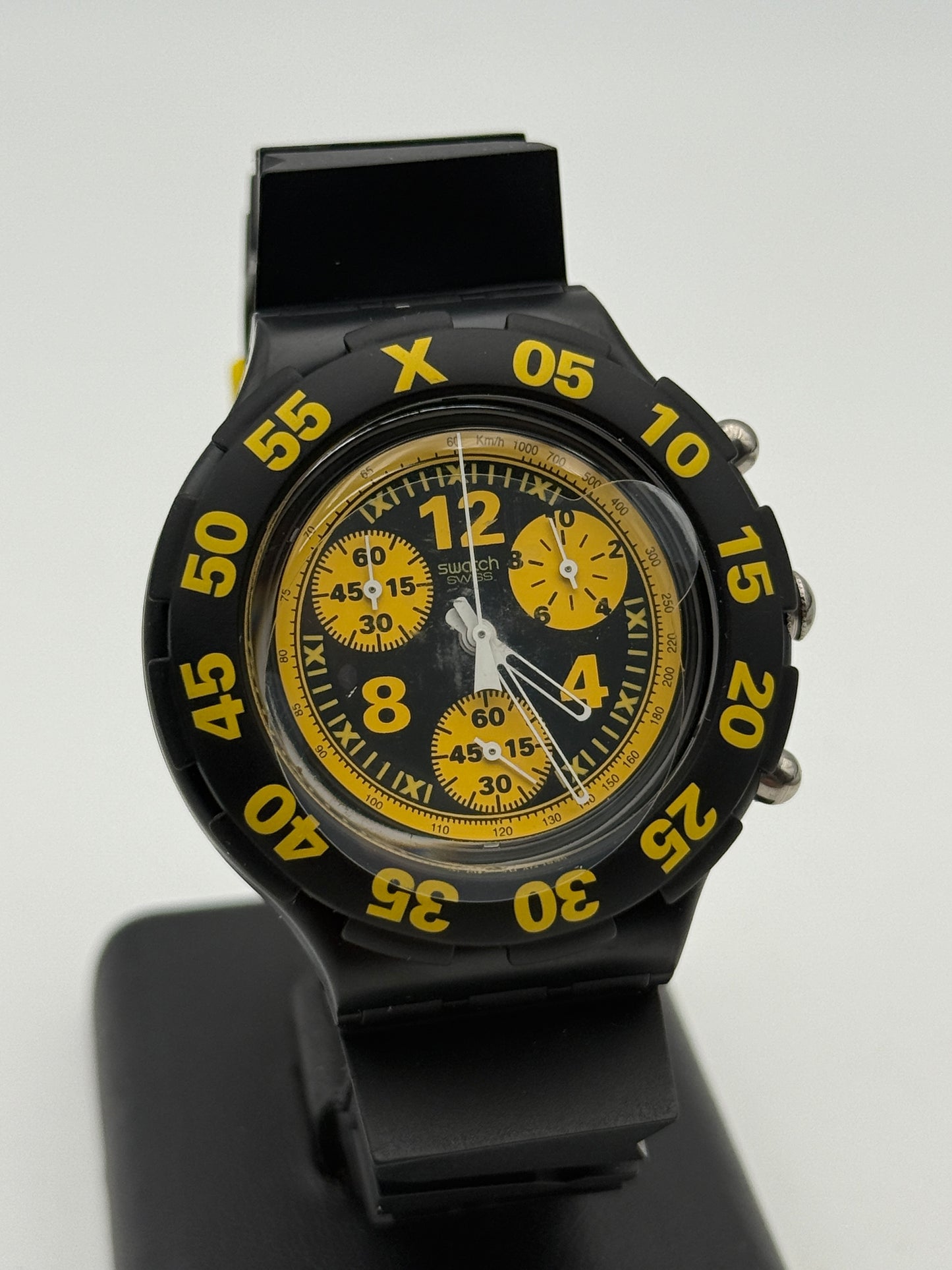 swatch aquachrono vintage nos black swiss made