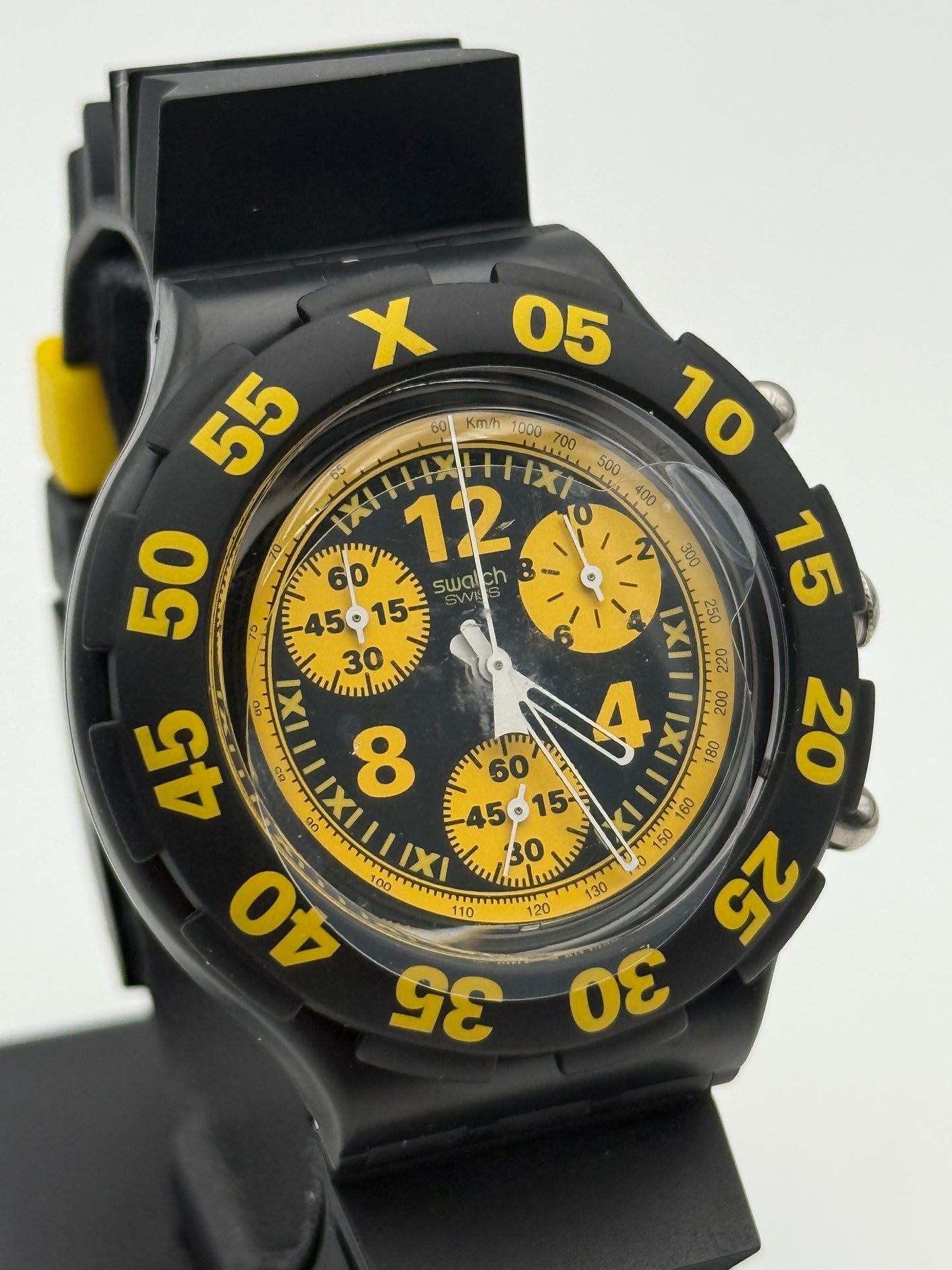 swatch aquachrono vintage nos black swiss made