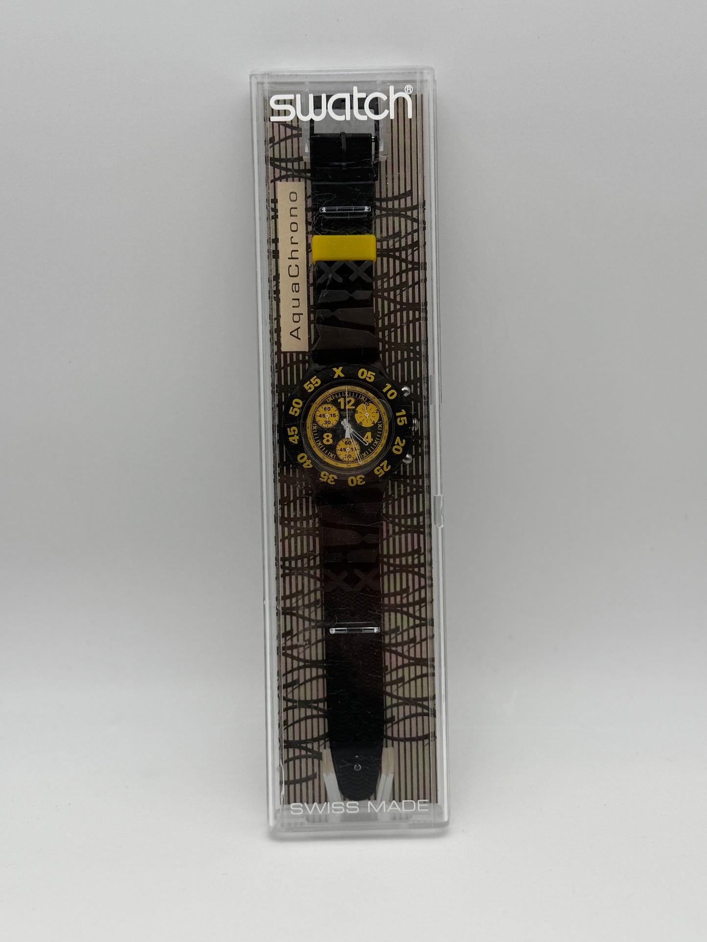swatch aquachrono vintage nos black swiss made