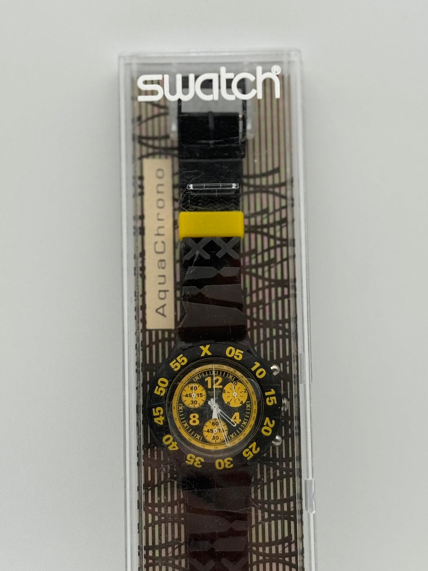 swatch aquachrono vintage nos black swiss made