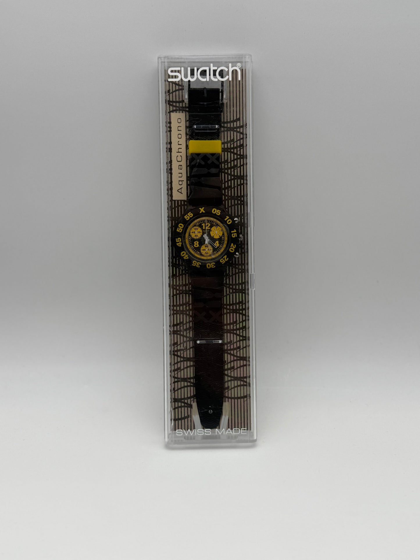 swatch aquachrono vintage nos black swiss made