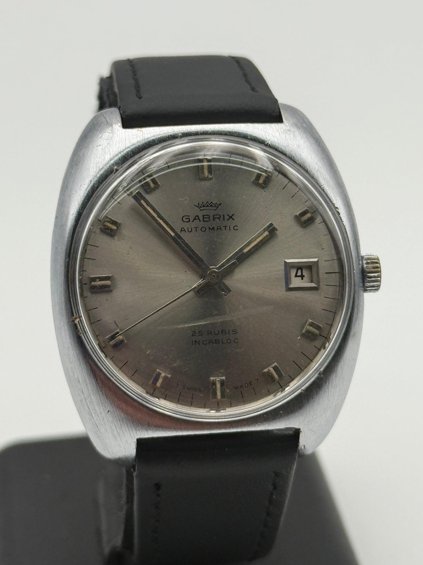 gabrix eta 2452 automatic steel vintage watch 36mm