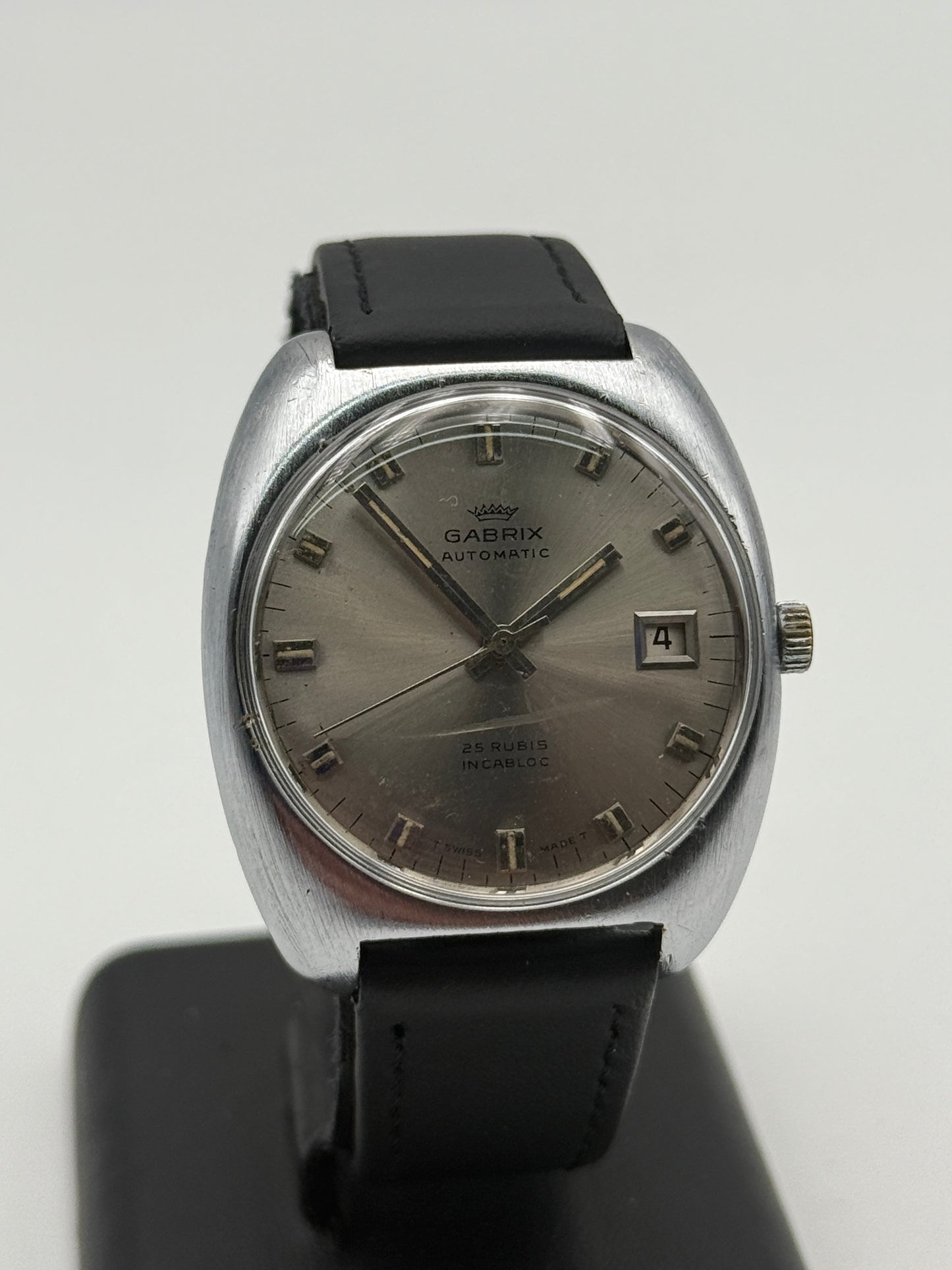 gabrix eta 2452 automatic steel vintage watch 36mm