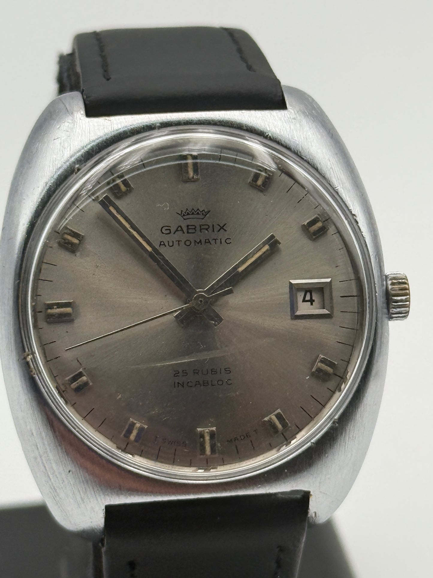 gabrix eta 2452 automatic steel vintage watch 36mm