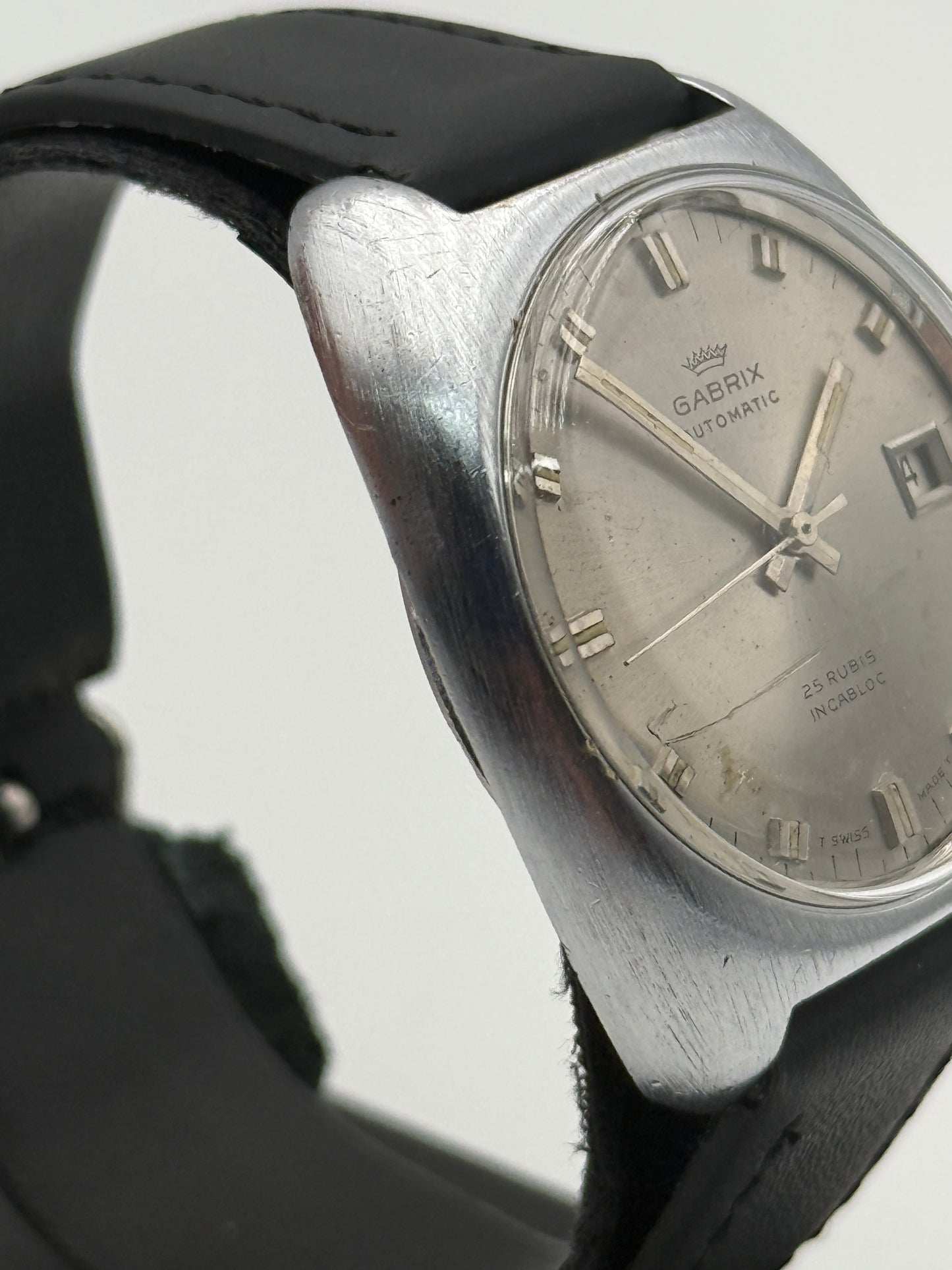 gabrix eta 2452 automatic steel vintage watch 36mm