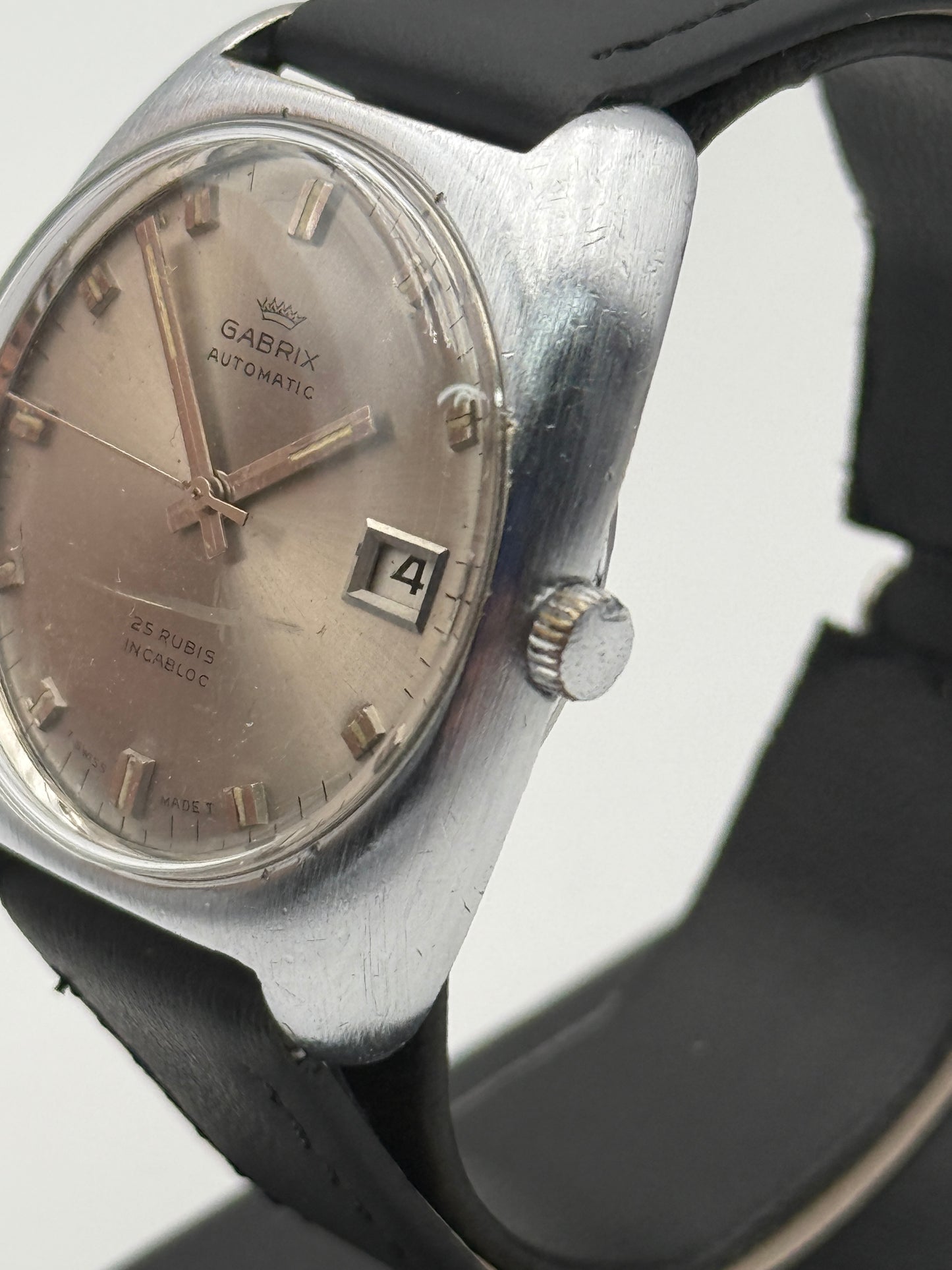 gabrix eta 2452 automatic steel vintage watch 36mm