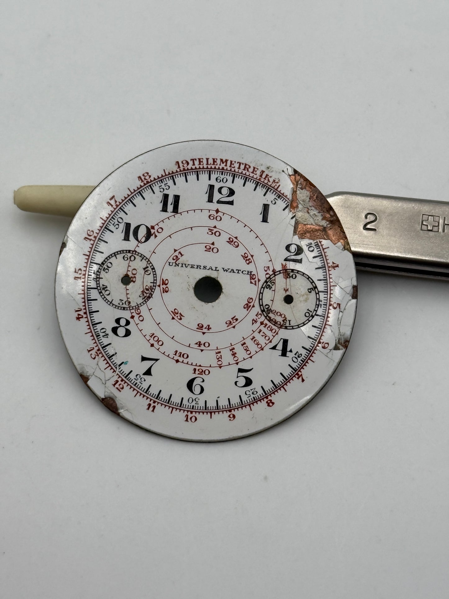 universal watch chrono porcelain dial quadrante 35,5-28,5mm