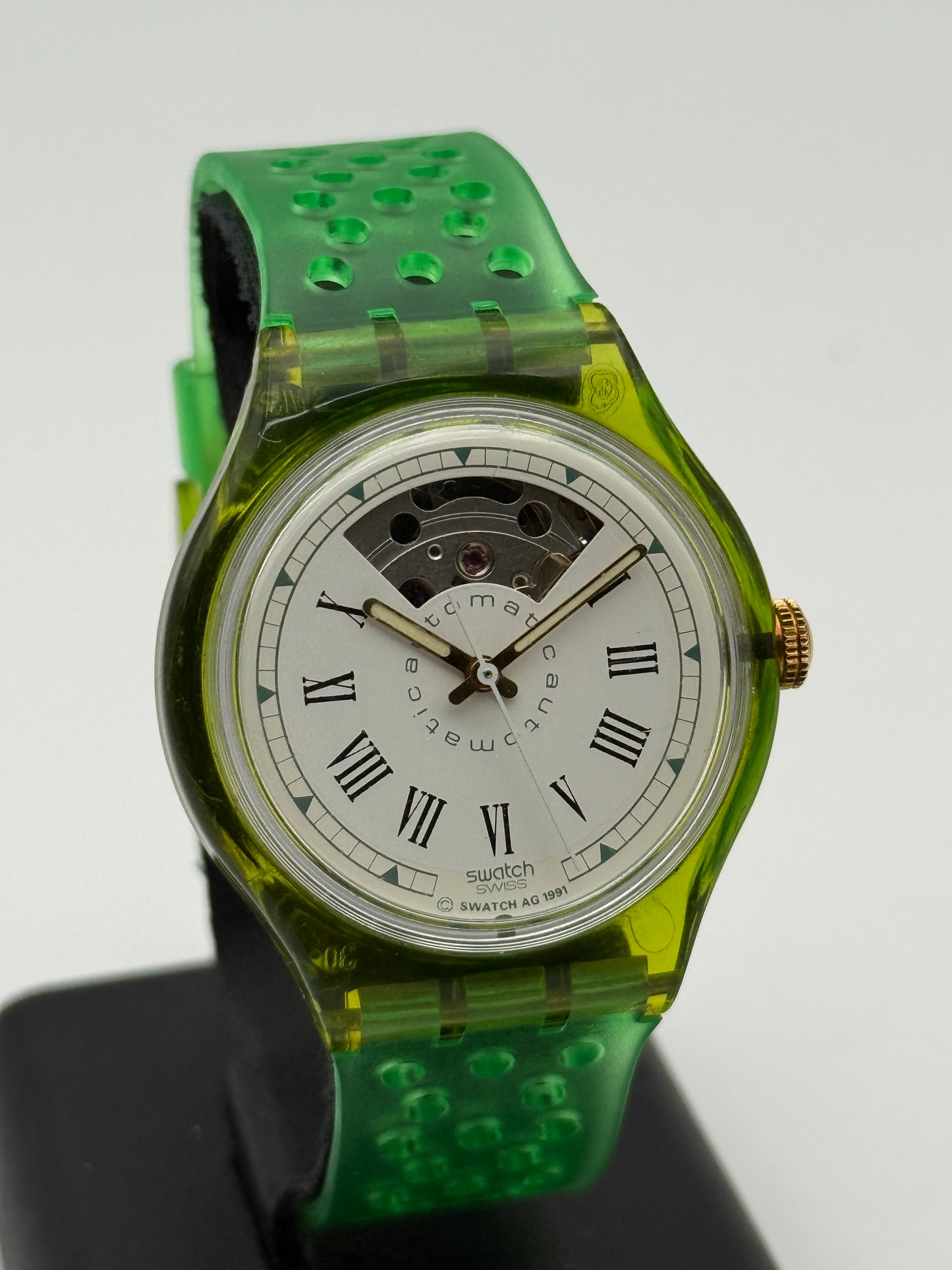 swatch automatic 306 eta 2840 green 37mm  vintage