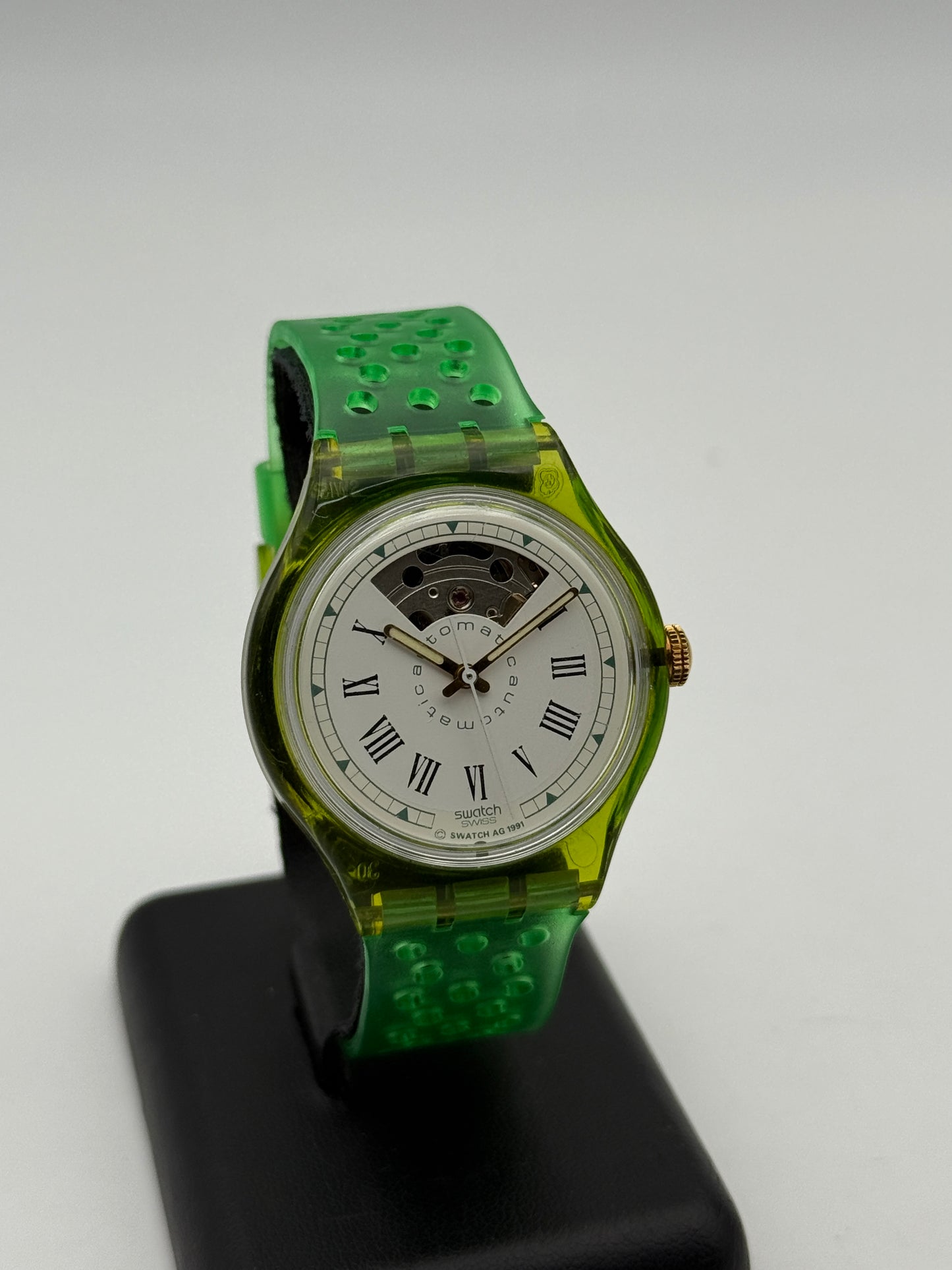 swatch automatic 306 eta 2840 green 37mm  vintage
