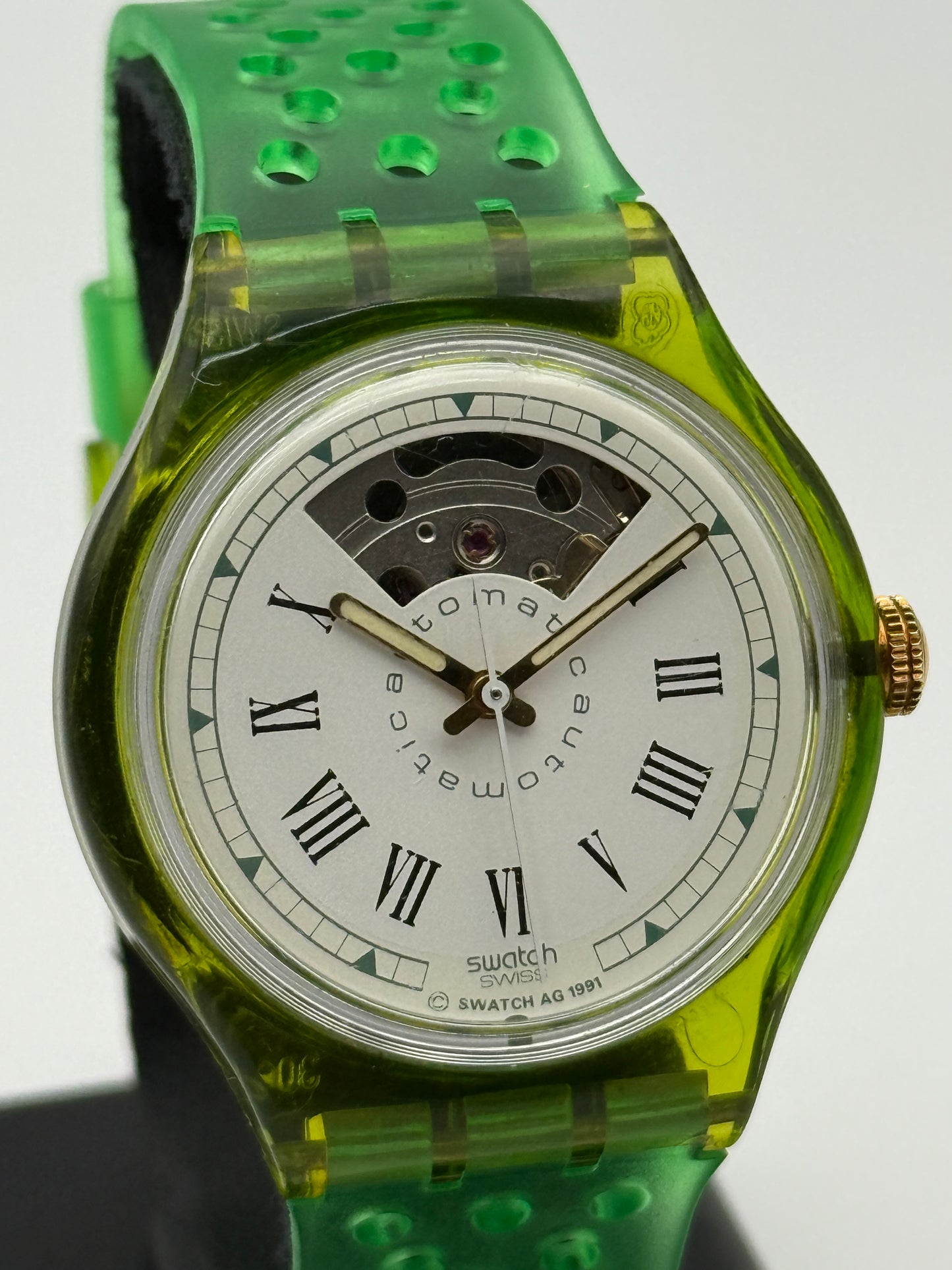 swatch automatic 306 eta 2840 green 37mm  vintage