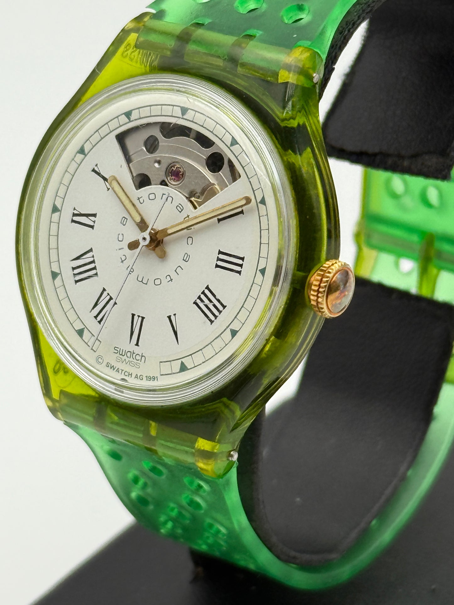 swatch automatic 306 eta 2840 green 37mm  vintage