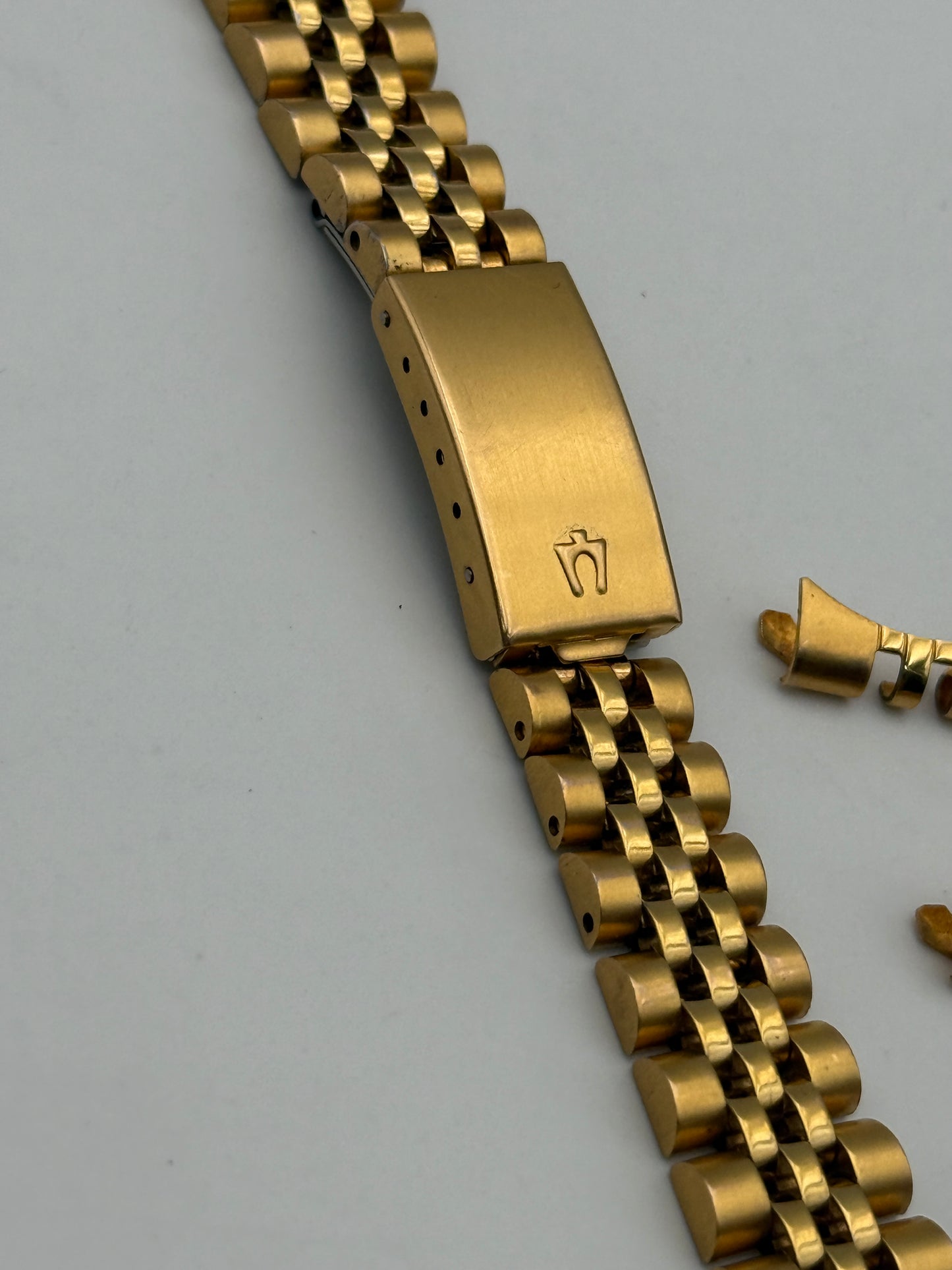 bulova calendar dorato 17mm gold palated bracciale bracelet cinturino strap