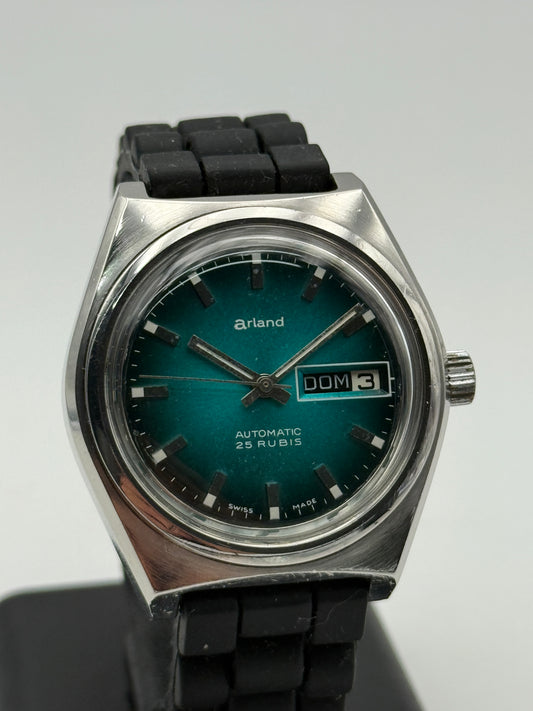 arland diver swiss made automatic vintage steel 37mm