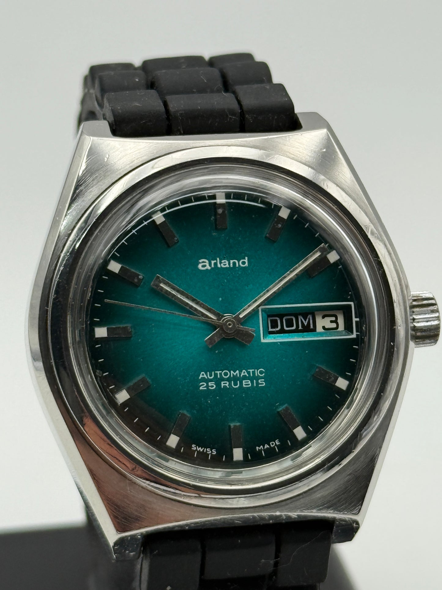 arland diver swiss made automatic vintage steel 37mm